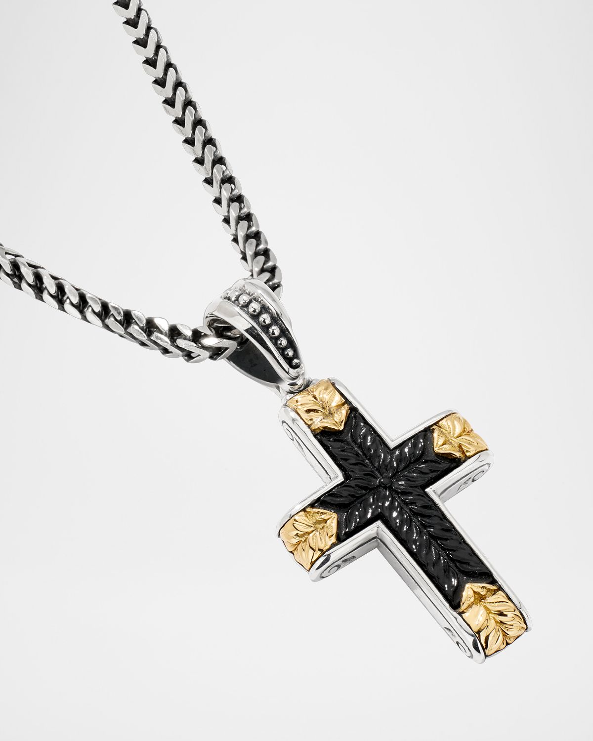 Konstantino Men 's Two-Tone Black Onyx Cross Pendant