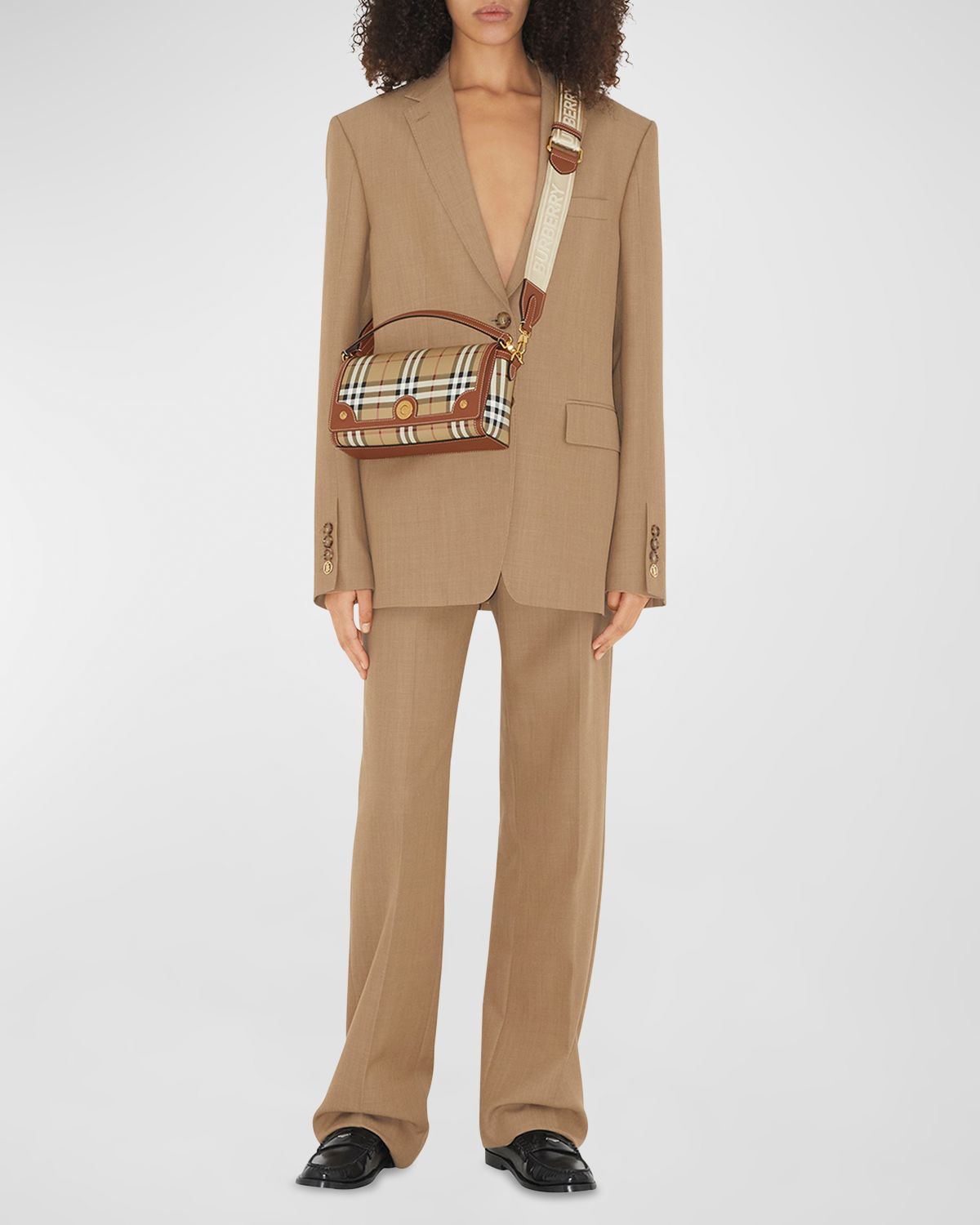 Burberry Note Small Check Top-Handle Bag