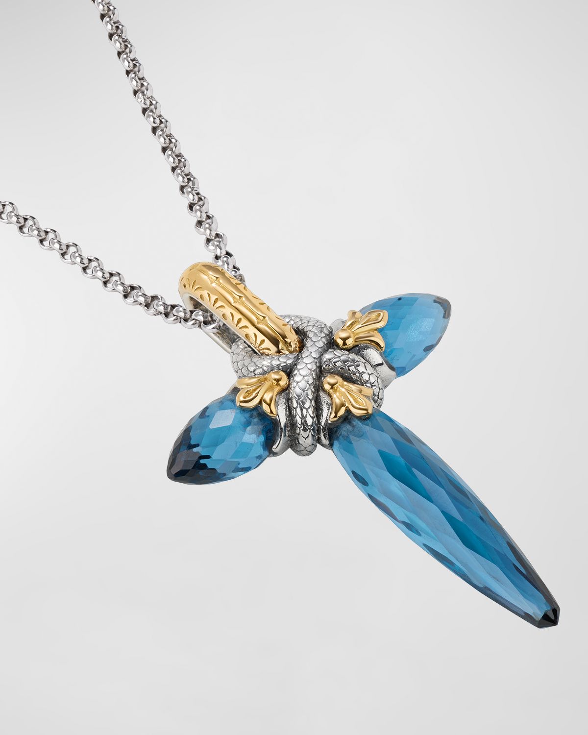 Konstantino 18k Gold Blue Spinel Cross Pendant