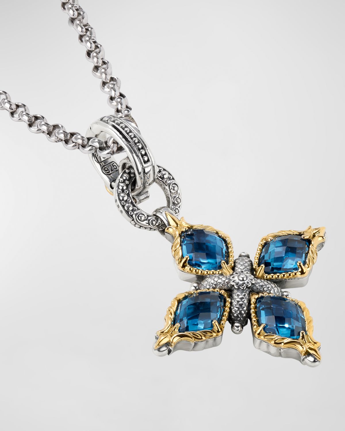 Konstantino 18k Gold Blue Spinel Cross Pendant