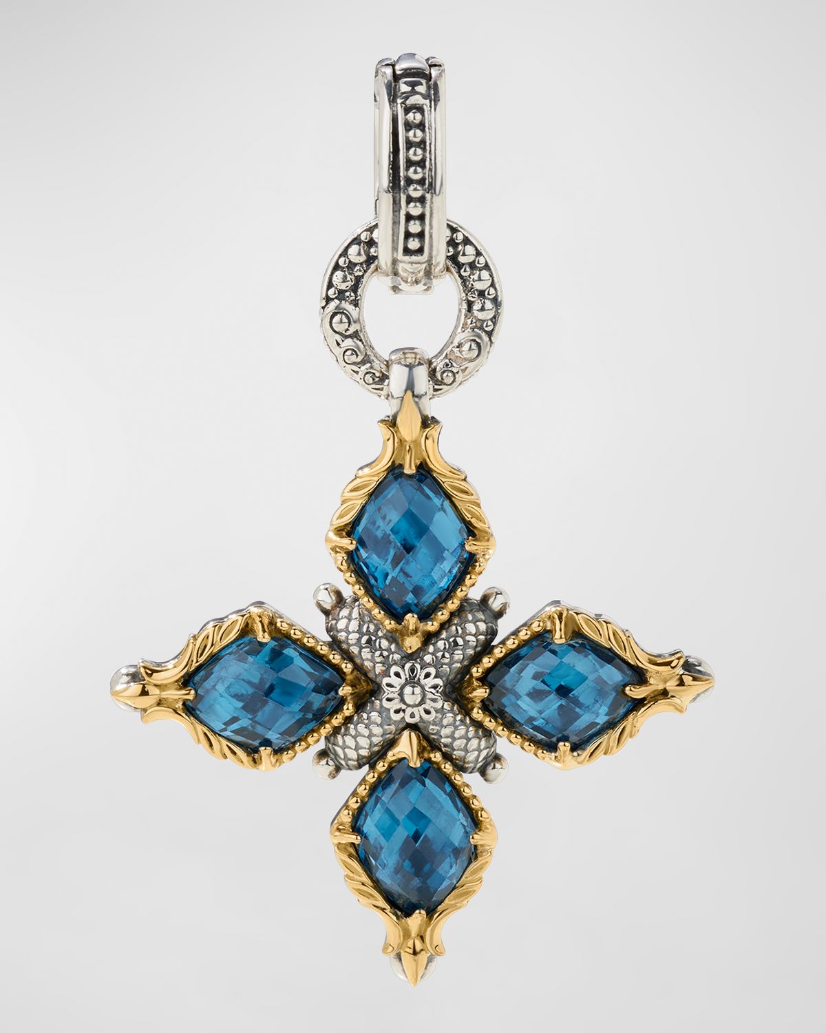 Konstantino 18k Gold Blue Spinel Cross Pendant