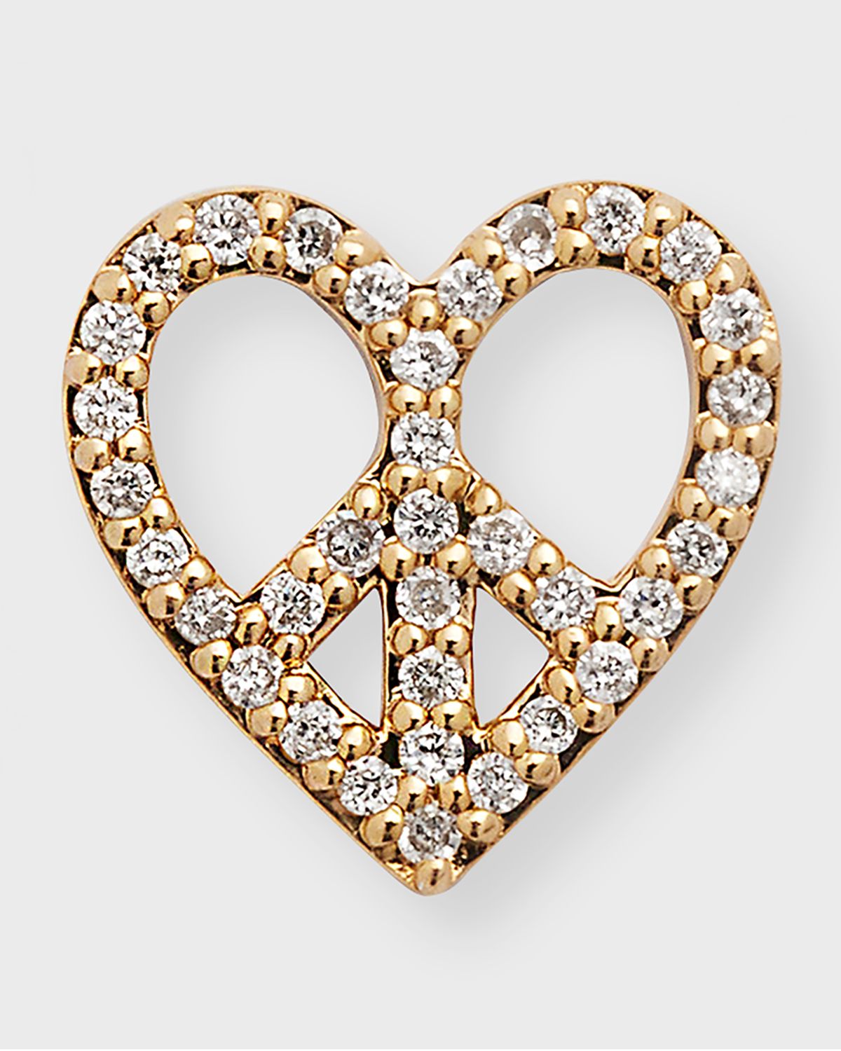 Sydney Evan Heart-Shaped Diamond Peace Sign Single Earring