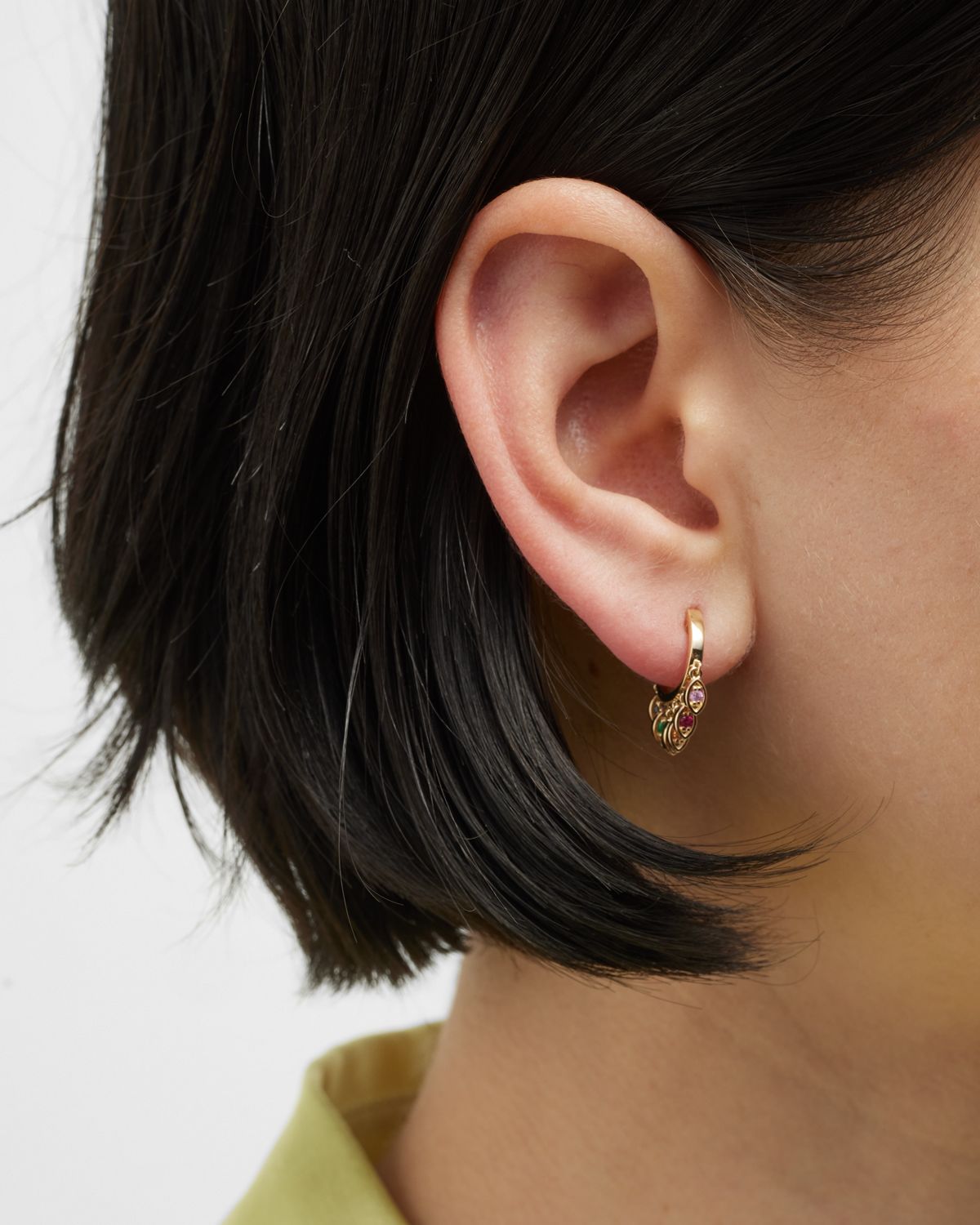 Sydney Evan 14k Gold Multi-Gem Evil Eye Huggie Earrings