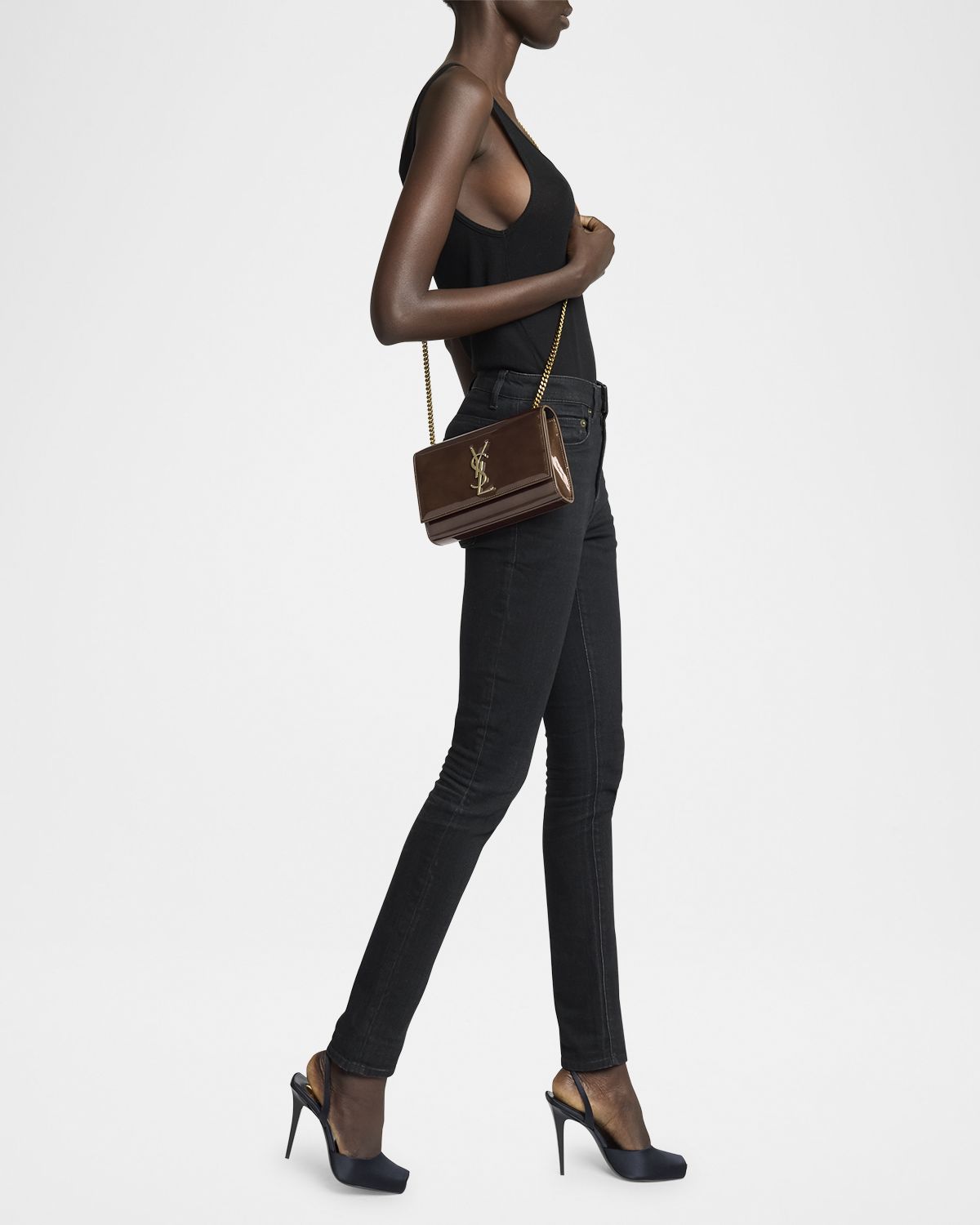 Saint Laurent Kate Small YSL Crossbody Bag in Patent Leather