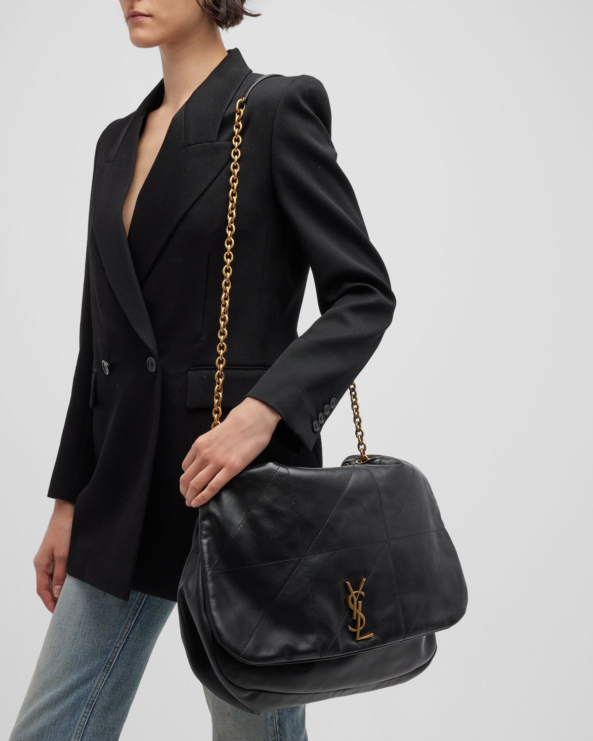 Saint Laurent Jamie 4.3 Maxi YSL Shoulder Bag in Smooth Leather