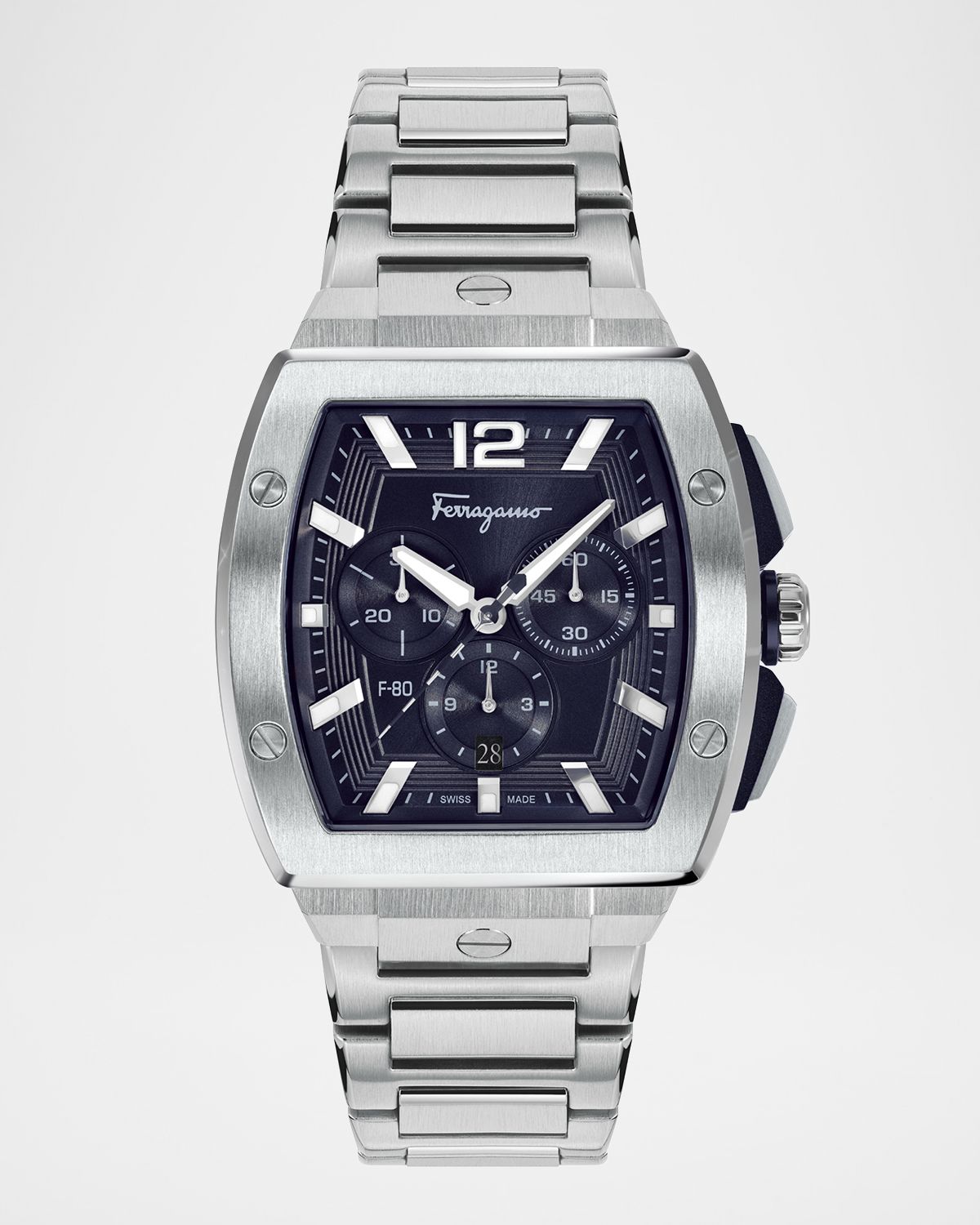 Ferragamo F-80 Tonneau Chrono Stainless Steel Bracelet Watch | Thumbnail 5