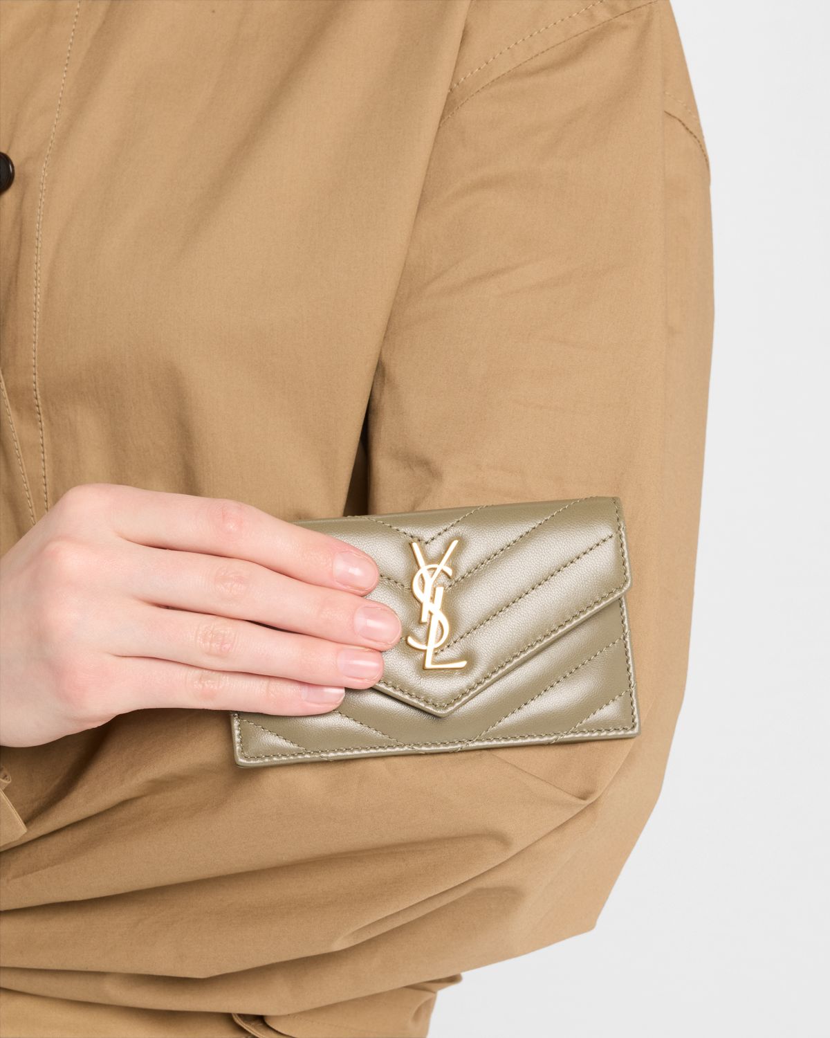 Saint Laurent Cassandre YSL Quilted Leather Fragments Card Holder