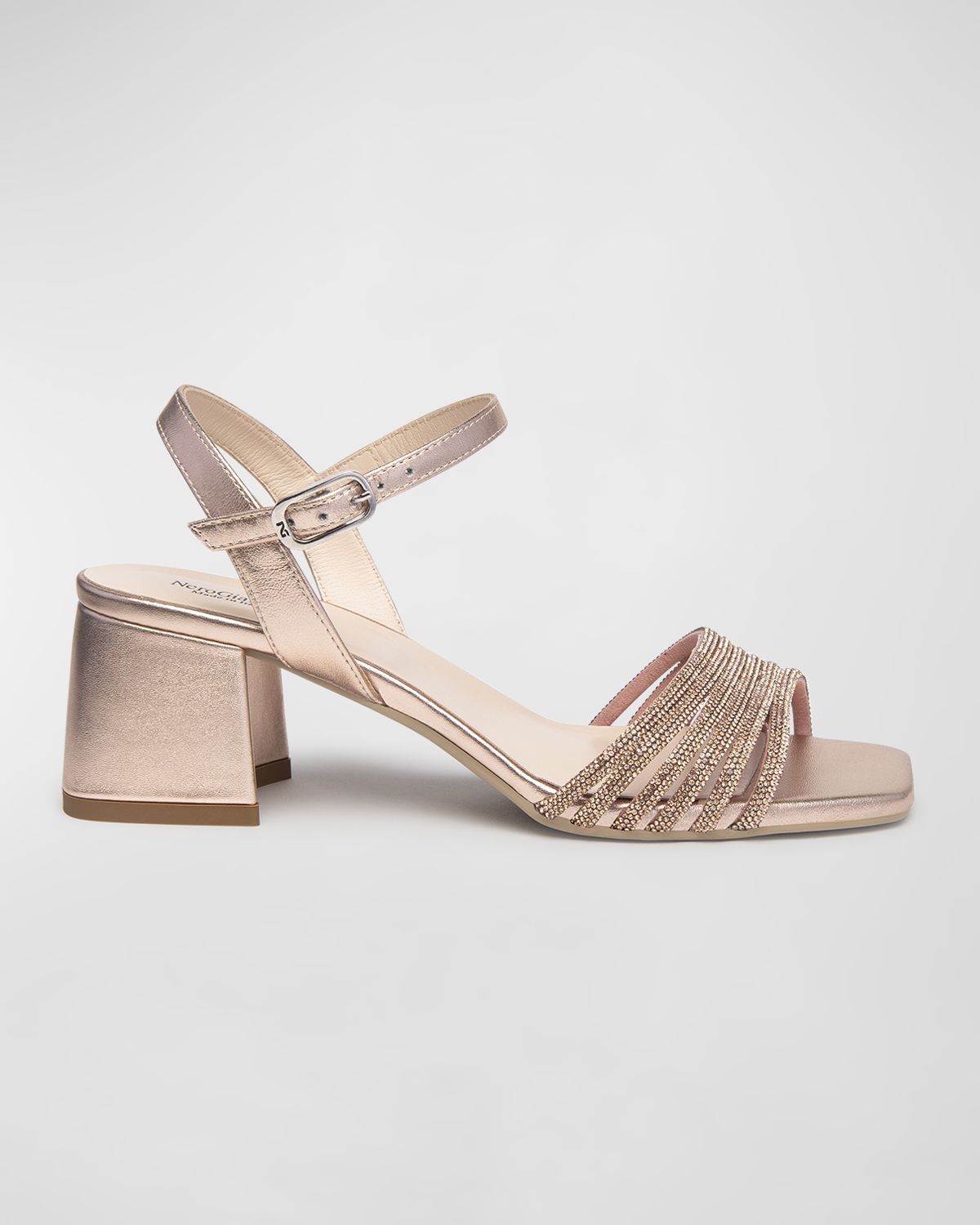 NeroGiardini Metallic Bling Ankle-Strap Sandals