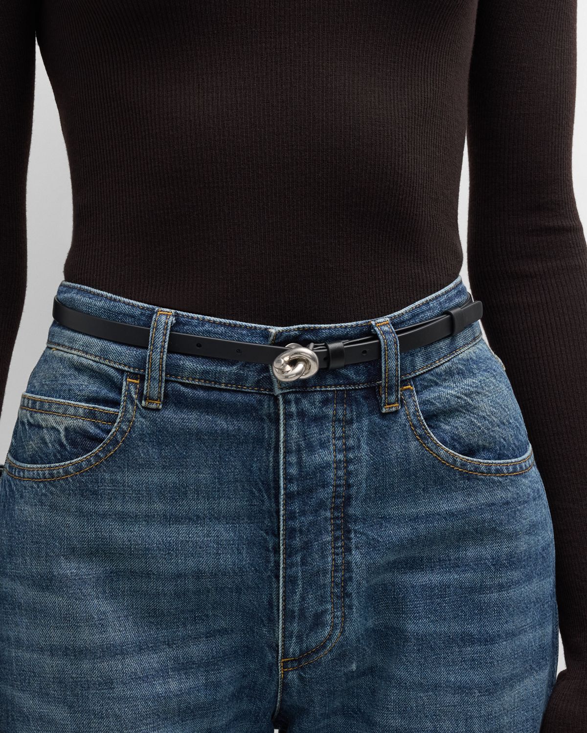 Bottega Veneta Knot Buckle Leather Belt