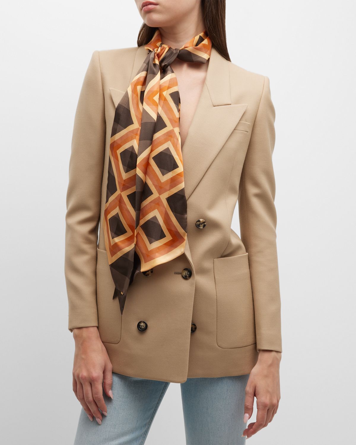 Saint Laurent Lavalliere Silk Twill Skinny Scarf