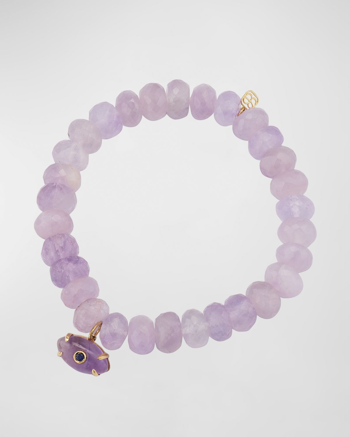 Sydney Evan 14K Gold Amethyst Evil Eye Charm Bracelet
