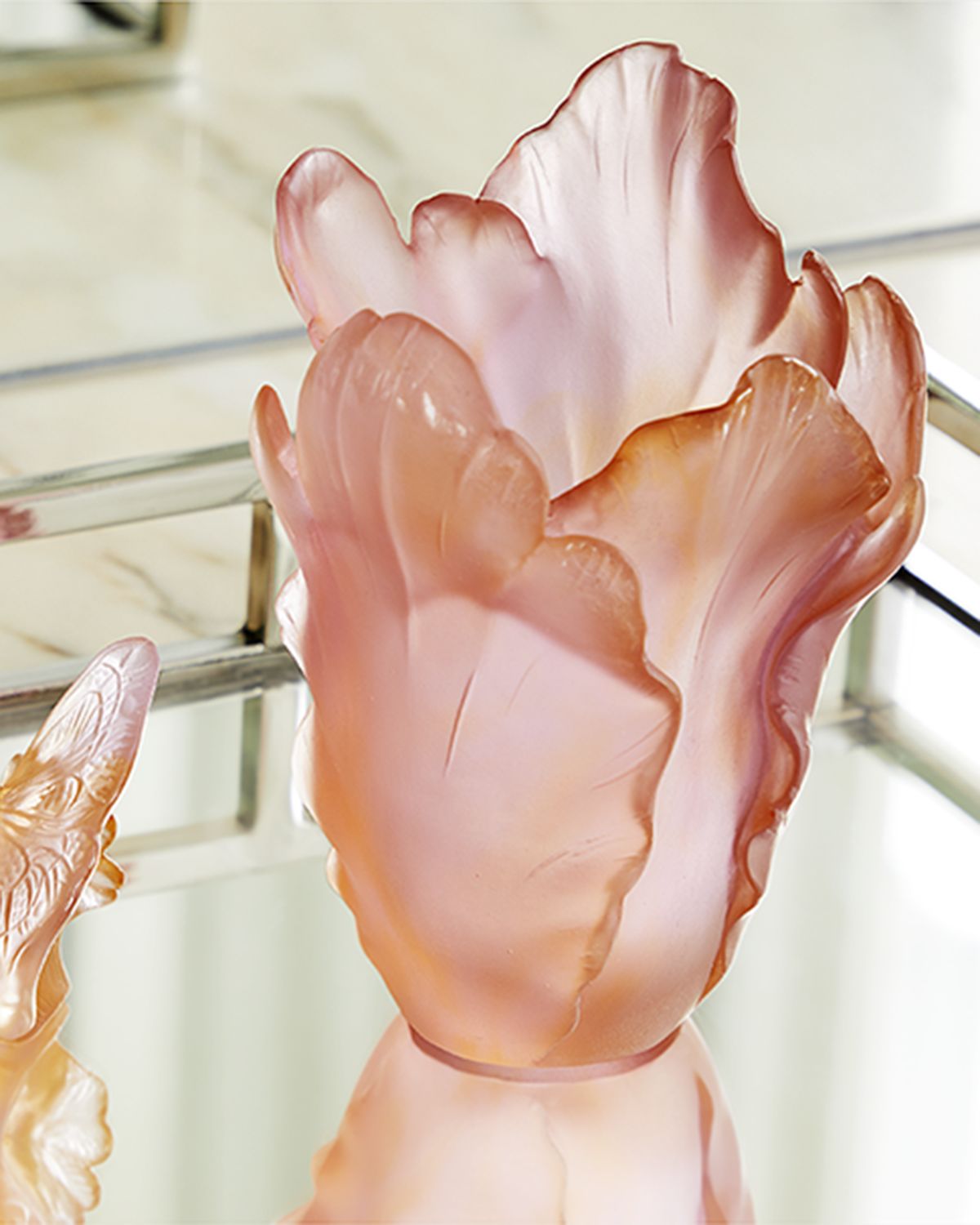 Daum Small Tulip Vase in Amber & Fuchsia