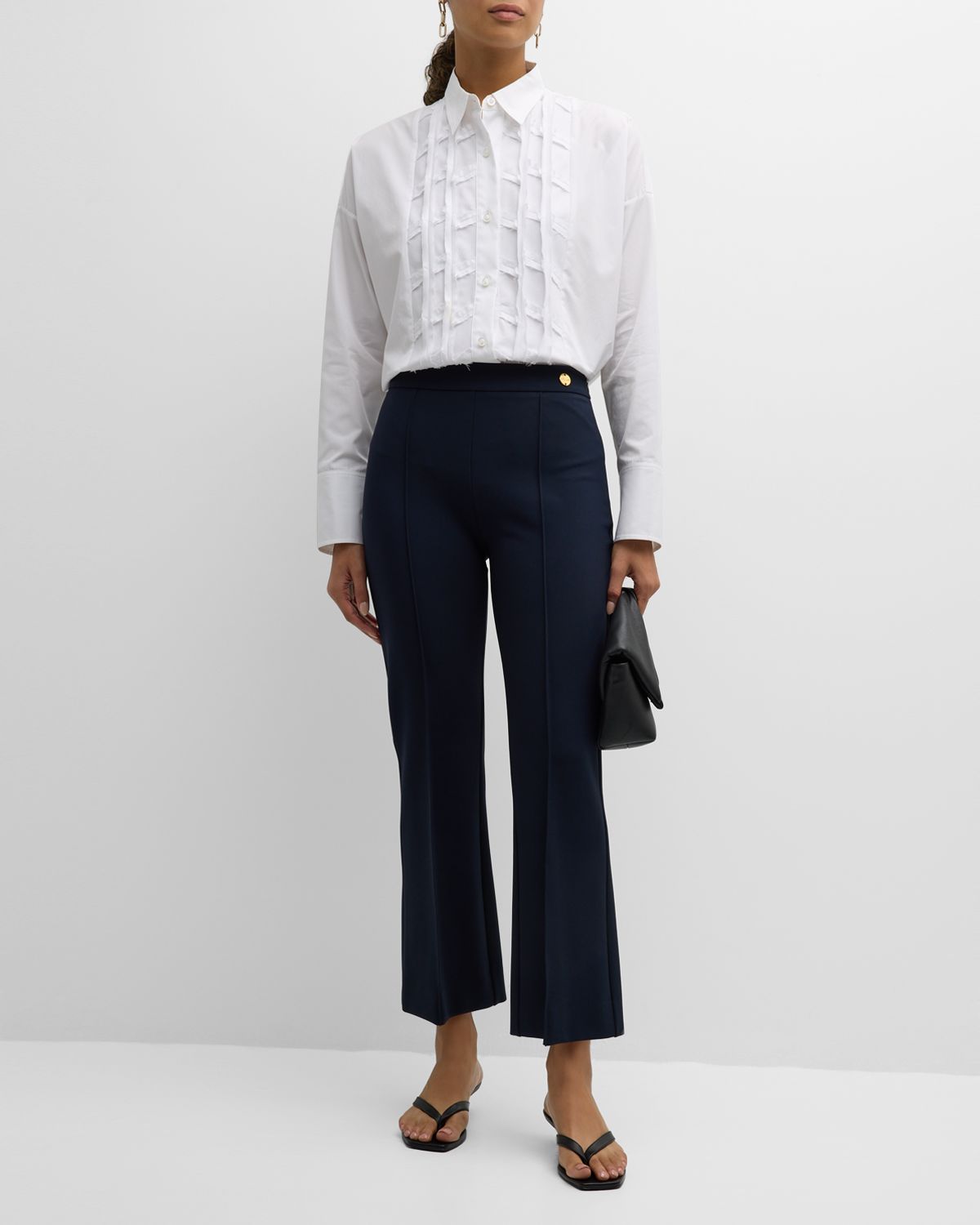 CALLAS Milano Lola Cropped Stretch Crepe Flare Pants