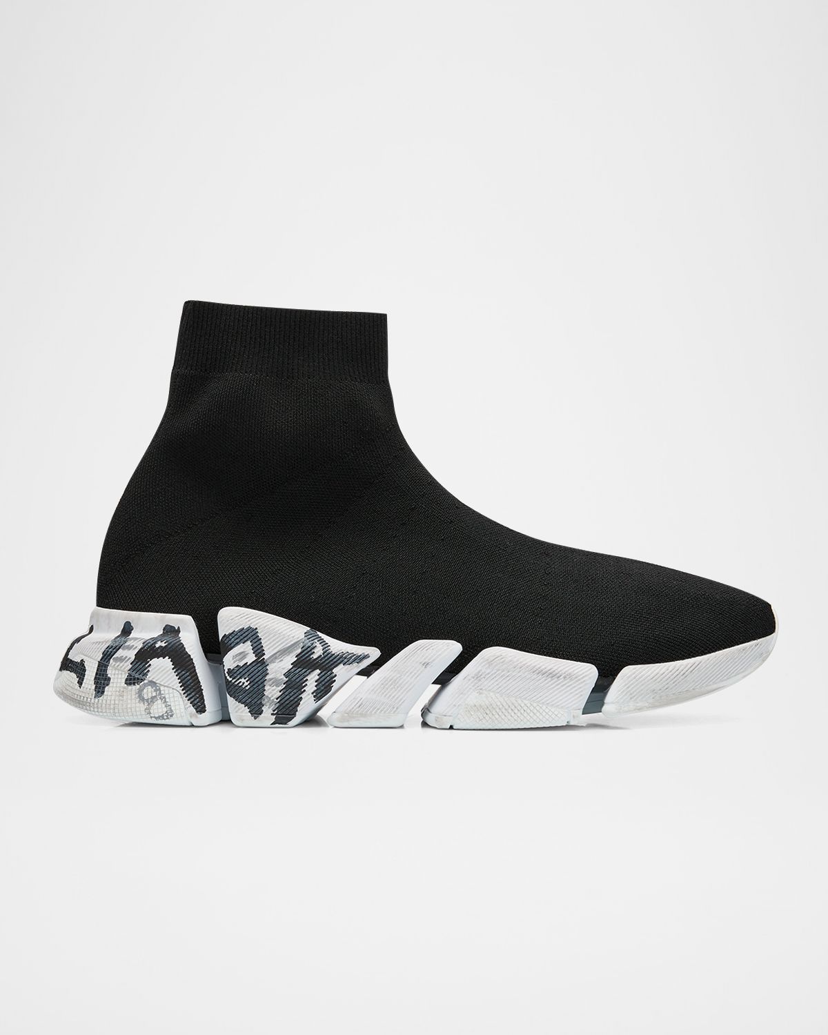 Balenciaga Men 's Speed 2.0 Lt Graffiti Logo Knit Sneakers