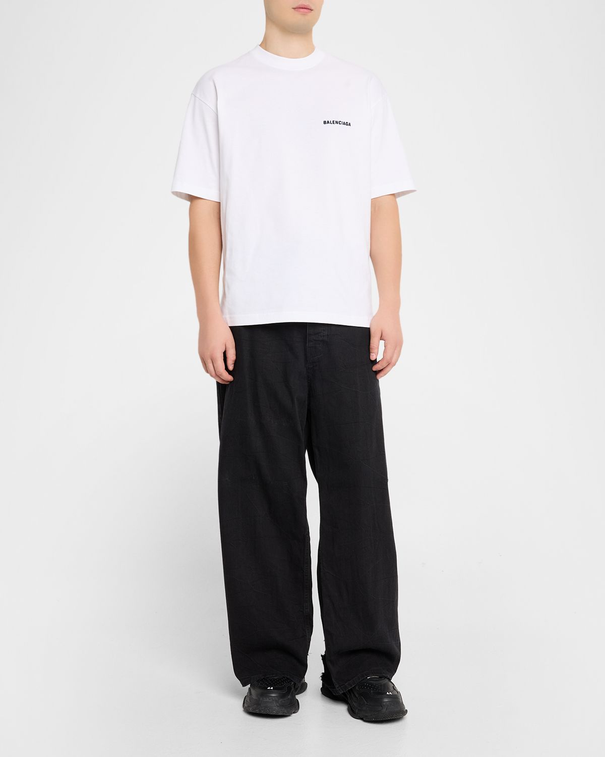 Balenciaga Men 's Jersey Vintage-Logo T-Shirt