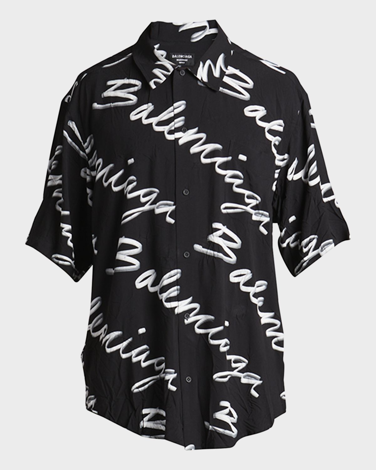 Balenciaga Men 's Scribble Logo Sport Shirt