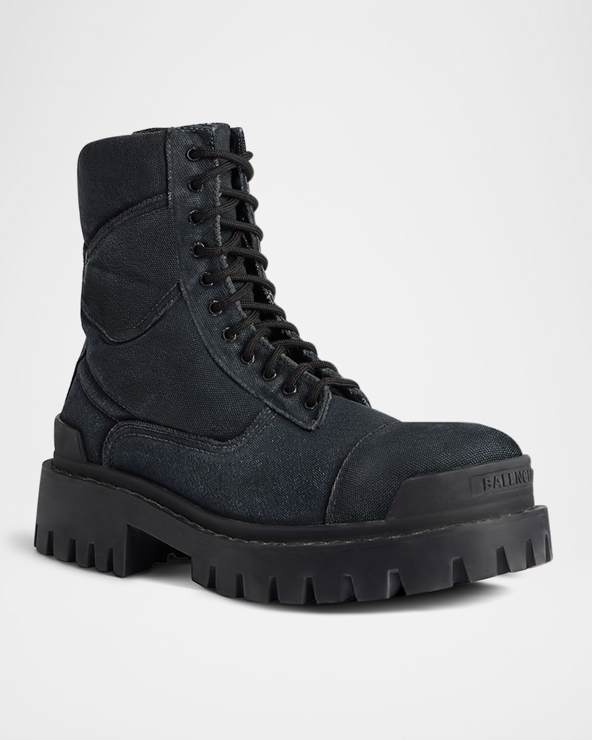 Balenciaga Men 's Strike Bootie Lace-Up Canvas Ankle Boots