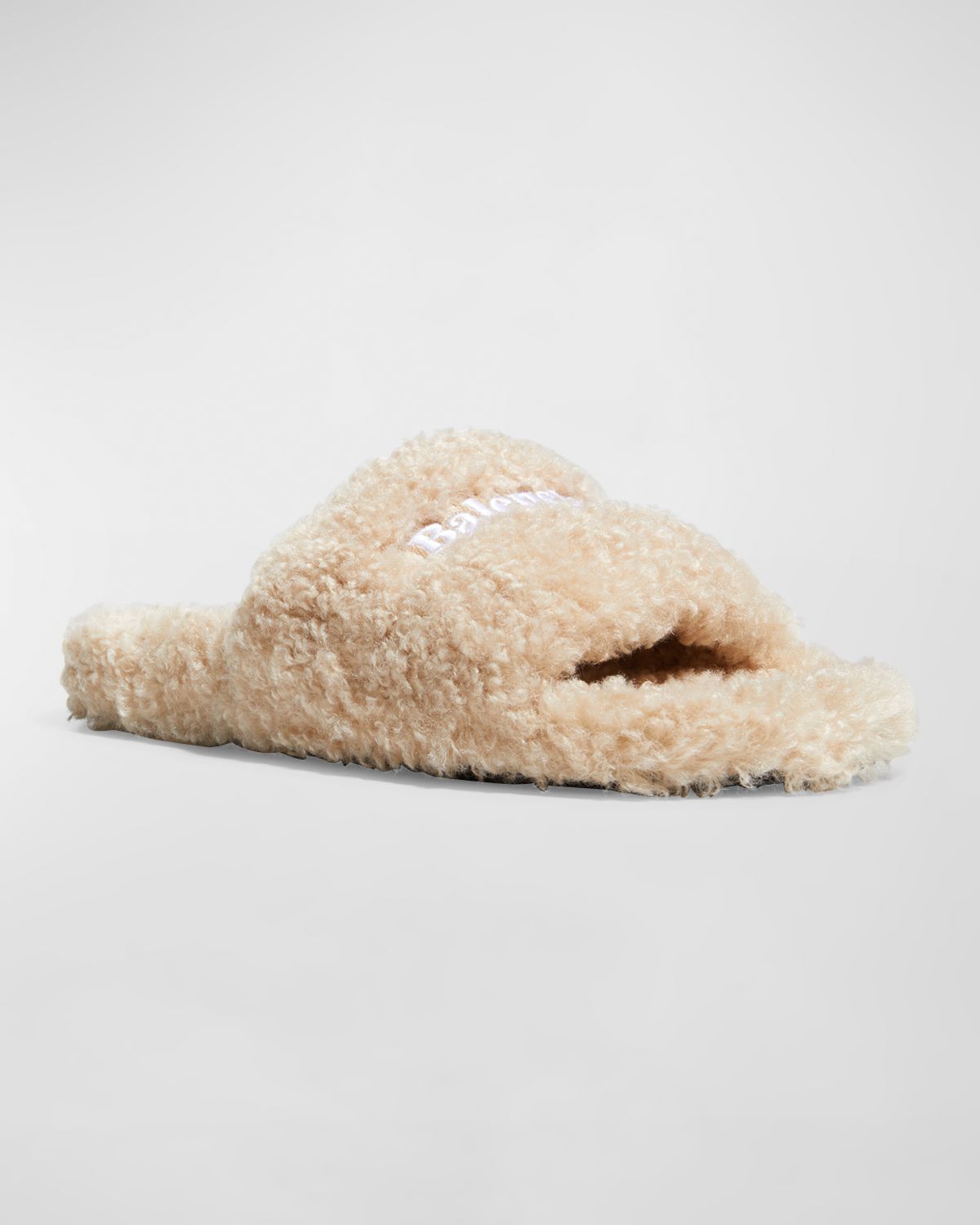 Balenciaga Faux Fur Slide Sandals