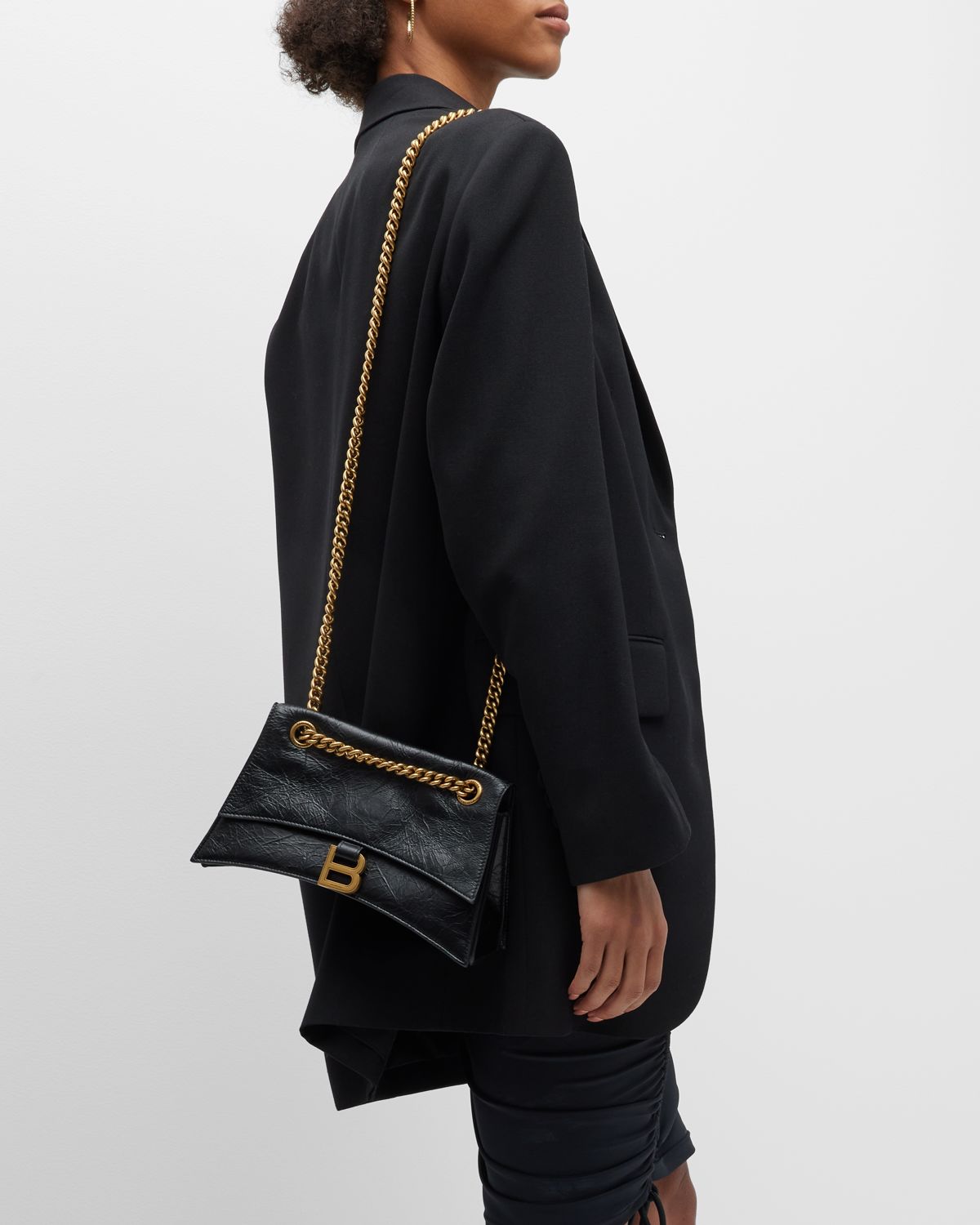 Balenciaga Crush Small Crinkled Leather Shoulder Bag