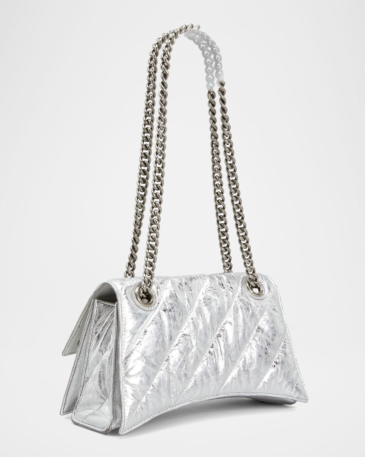 Balenciaga Crush Small Quilted Metallic Chain Shoulder Bag