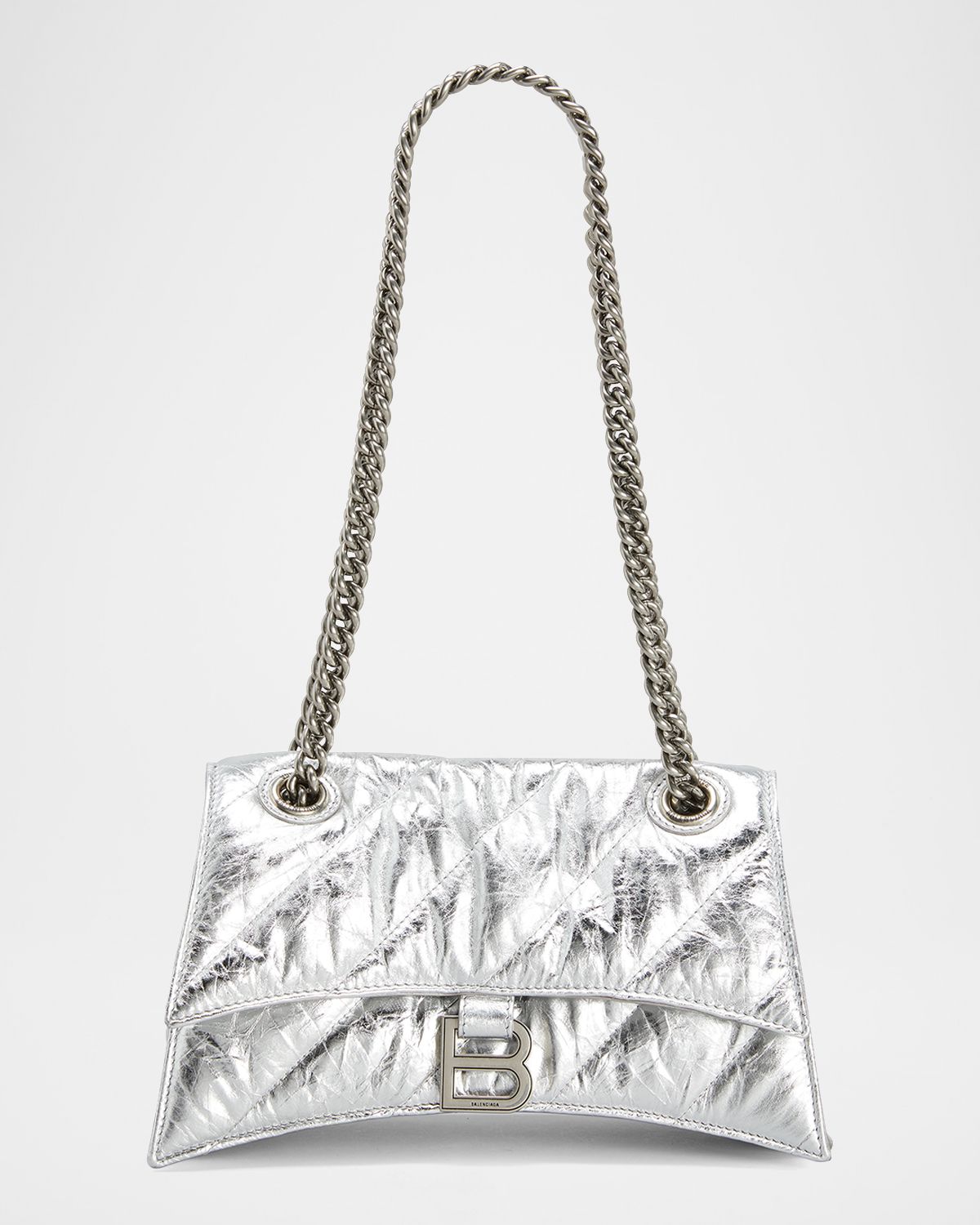 Balenciaga Crush Small Quilted Metallic Chain Shoulder Bag