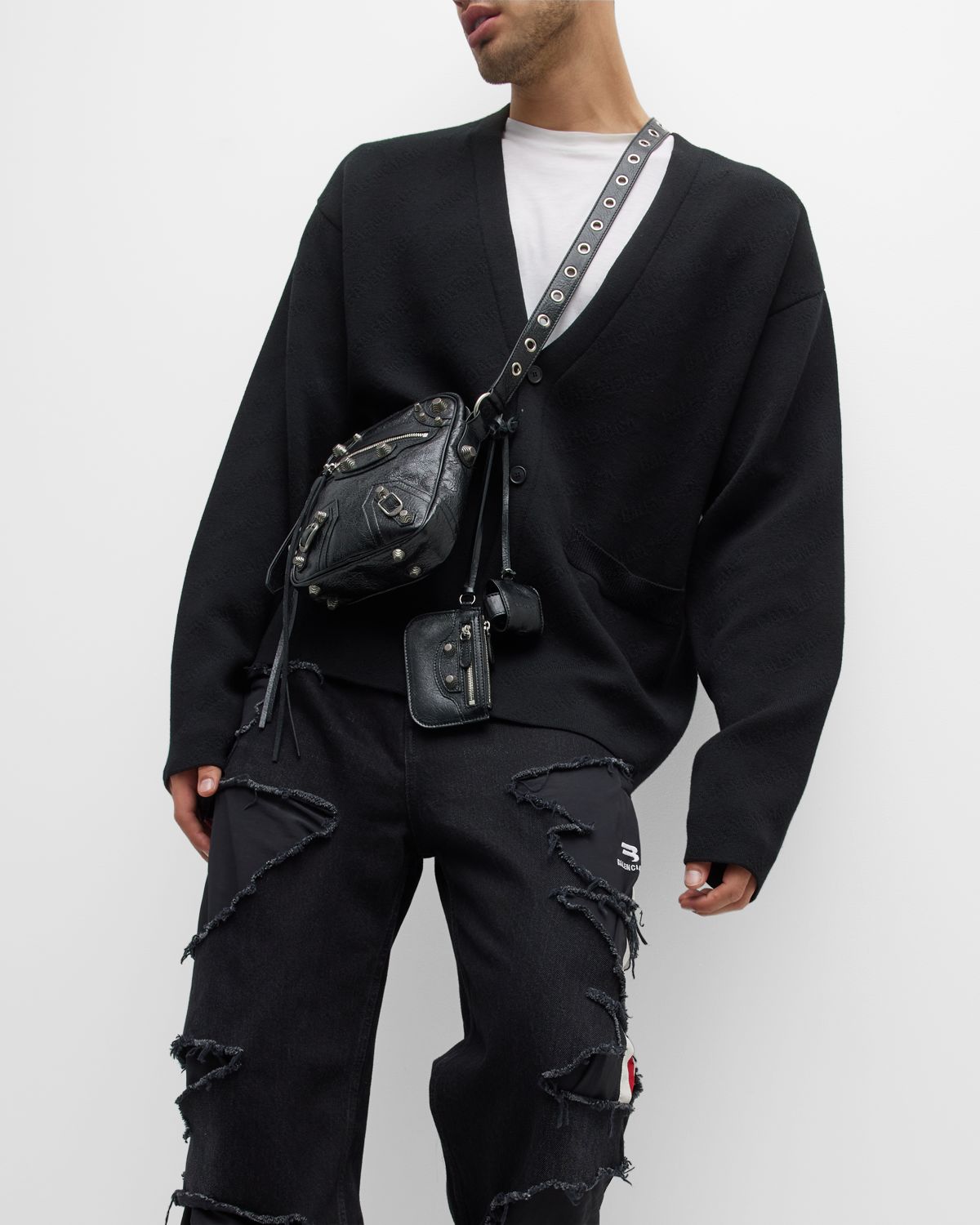 Balenciaga Men 's Le Cagole Leather Crossbody Bag