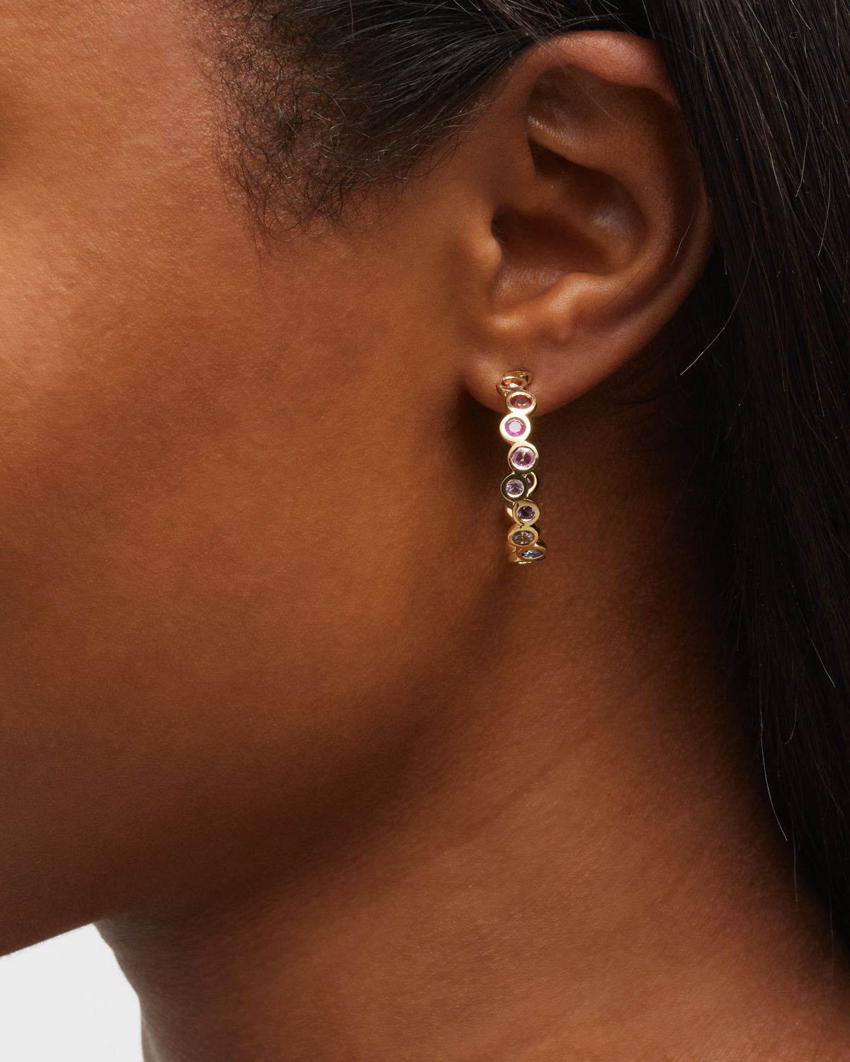 Ippolita 18K Starlet Huggie Earrings with Rainbow Sapphires