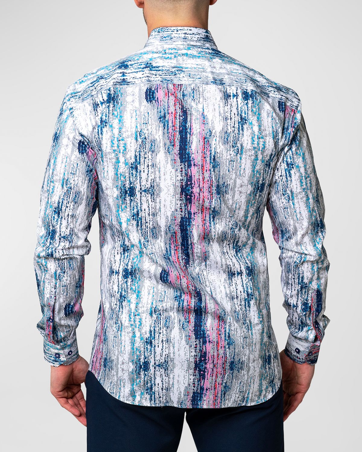 Maceoo Men 's Fibonacci Multi-Stripe Dress Shirt