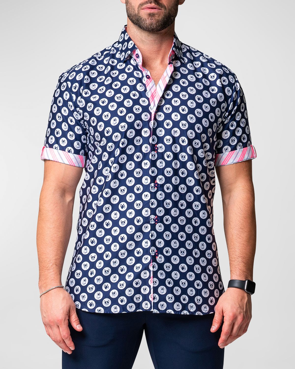 Maceoo Men 's Galileo Dog Dot Sport Shirt