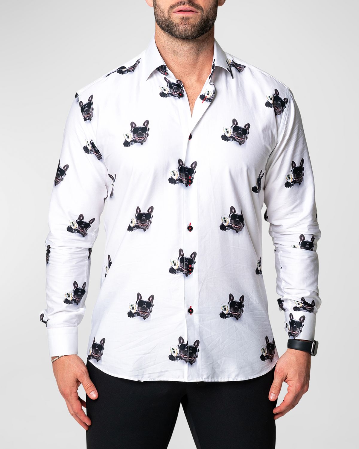 Maceoo Men 's Fibonacci Dog Champagne Sport Shirt