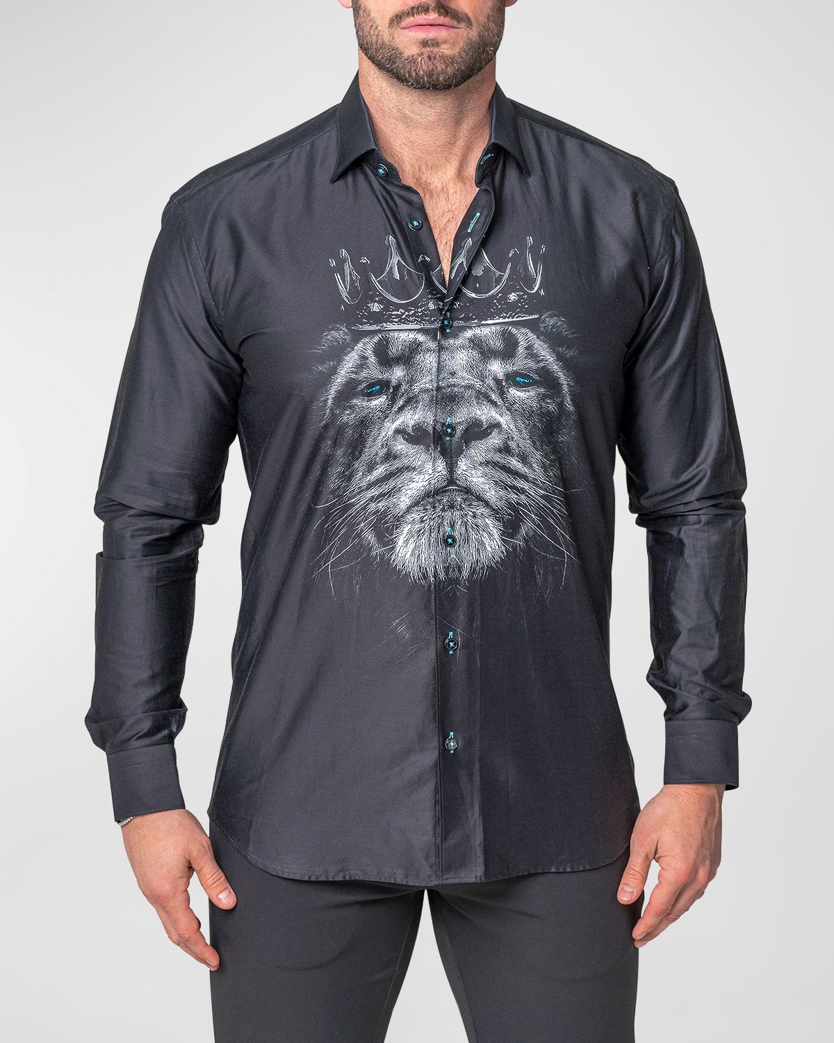 Maceoo Men 's Fibonacci Lion Crown Sport Shirt