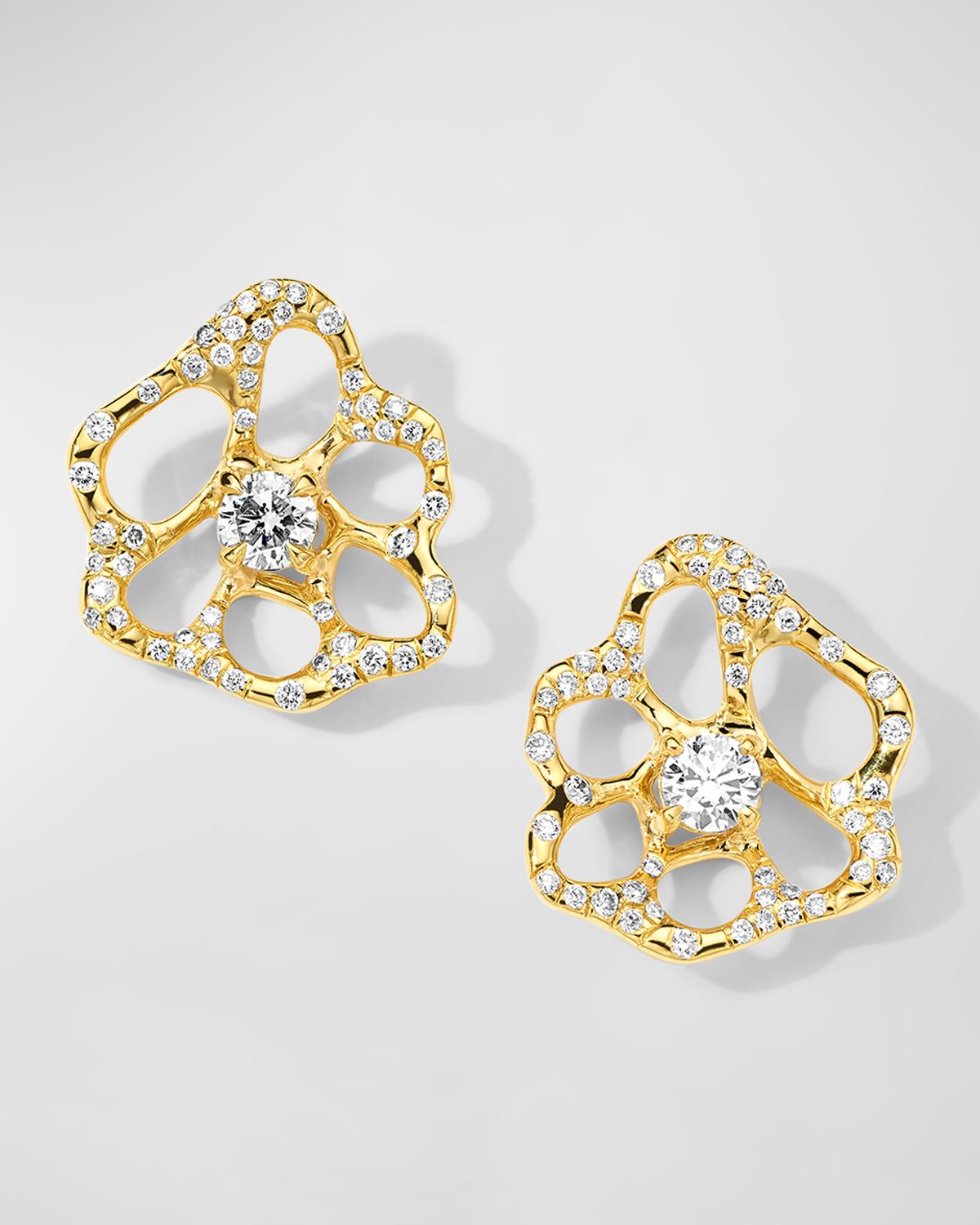 Ippolita 18K Stardust Drizzle Small Flower Stud Earrings with Round Brilliant-Cut Diamonds
