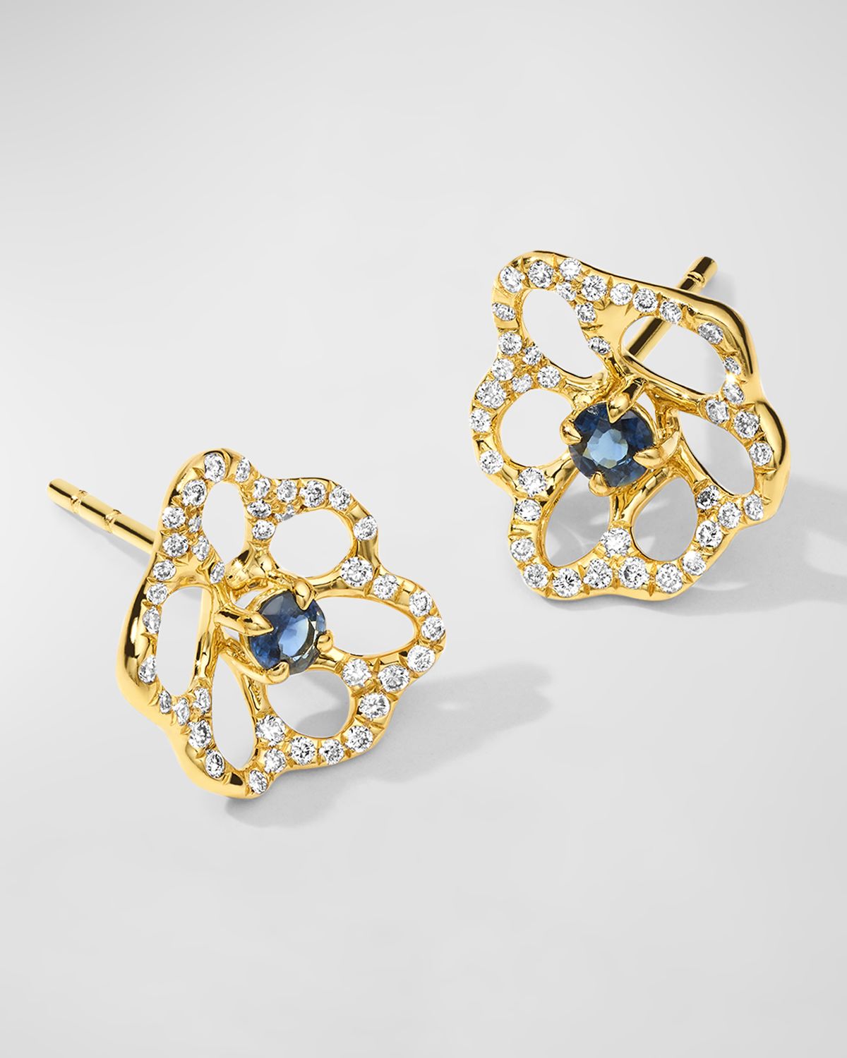 Ippolita 18K Stardust Drizzle Mini Flower Stud Earrings with Blue Sapphire and Diamonds