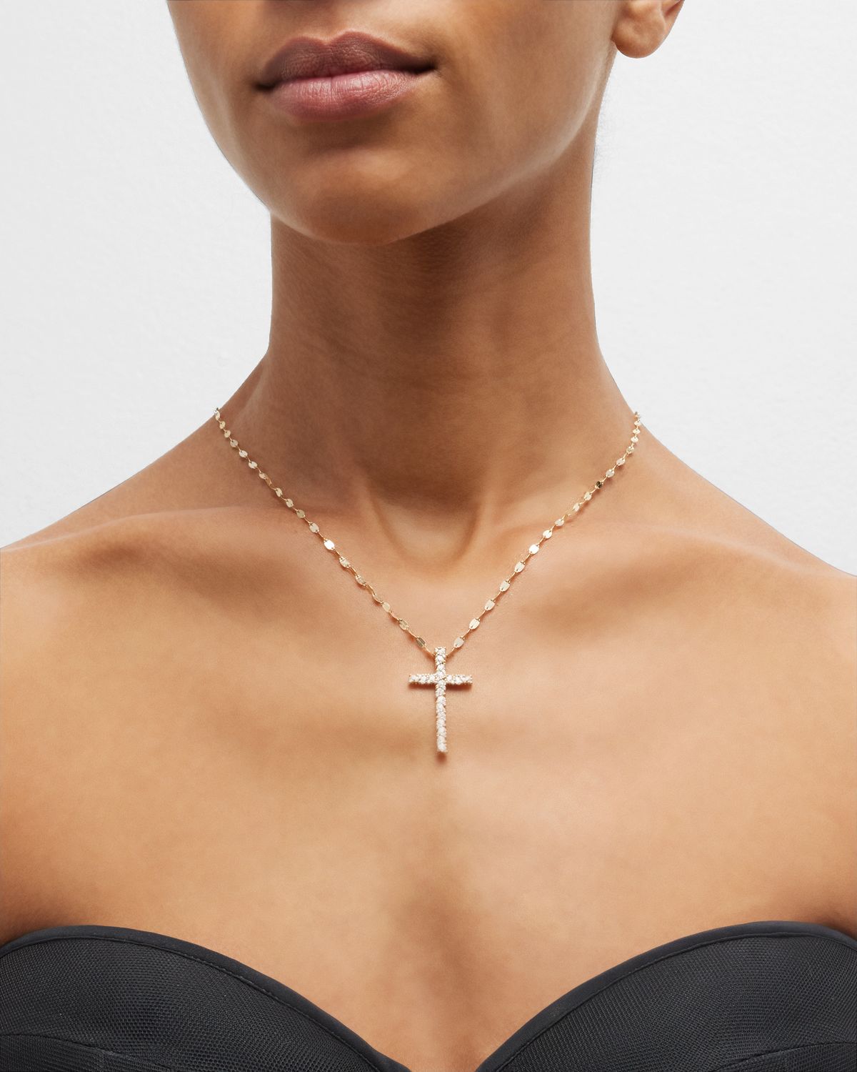 LANA 14K Yellow Gold Multi Fancies Round Larce Cross Pendant Necklace