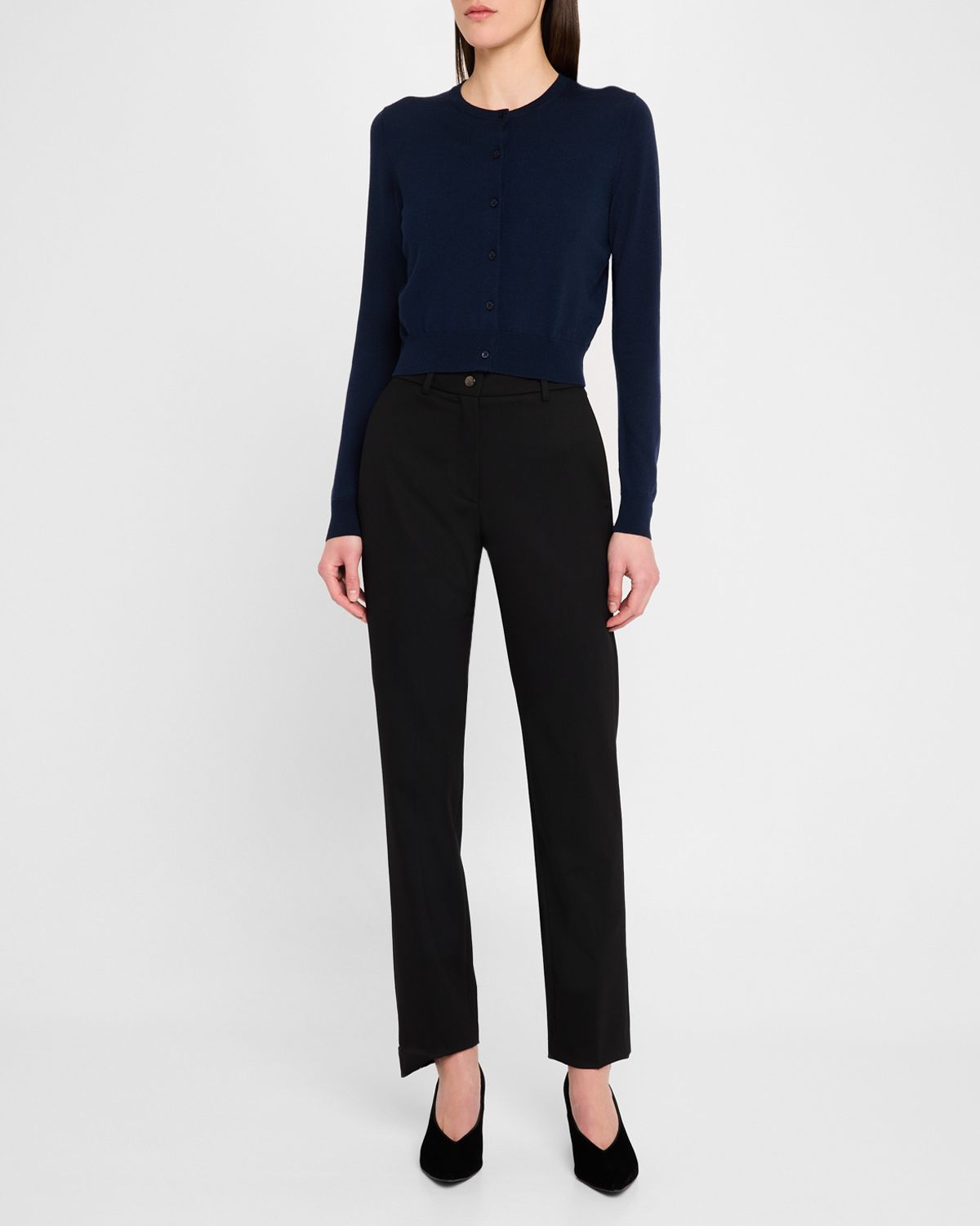 Carolina Herrera Crew-Neck Wool Cardigan