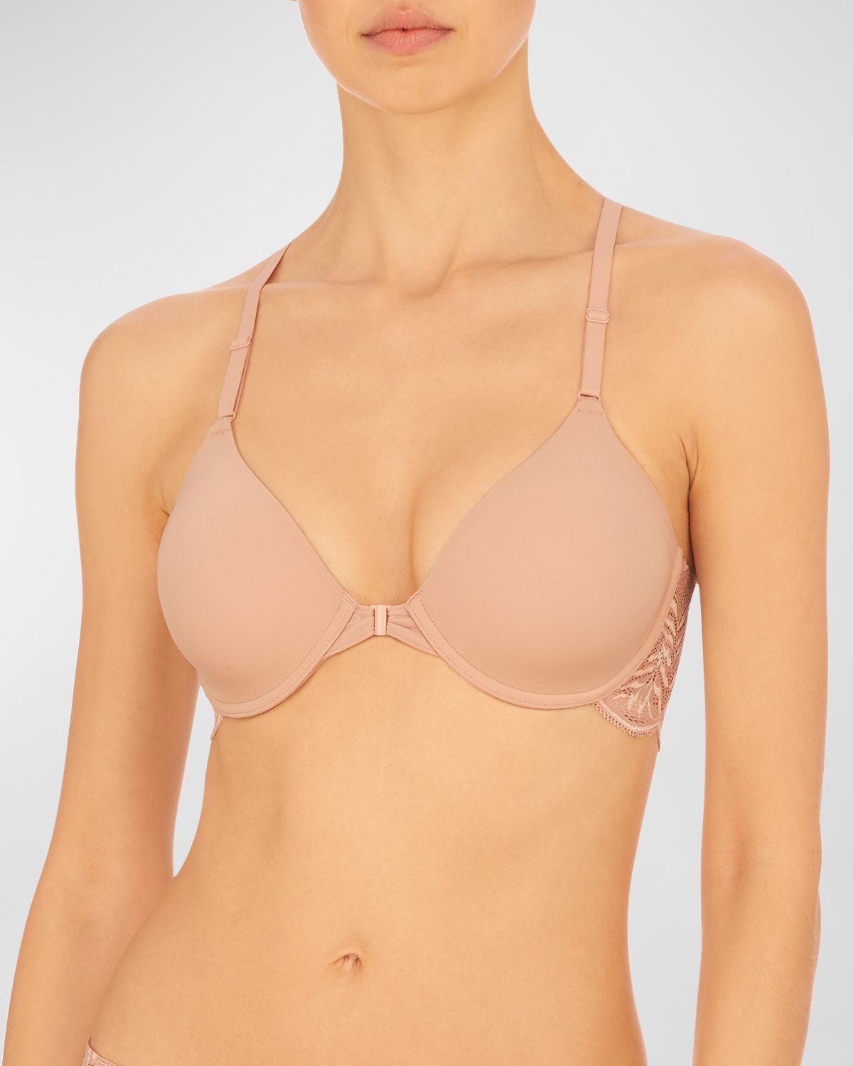 Natori Lush Lace-Back Front-Closure Contour Bra