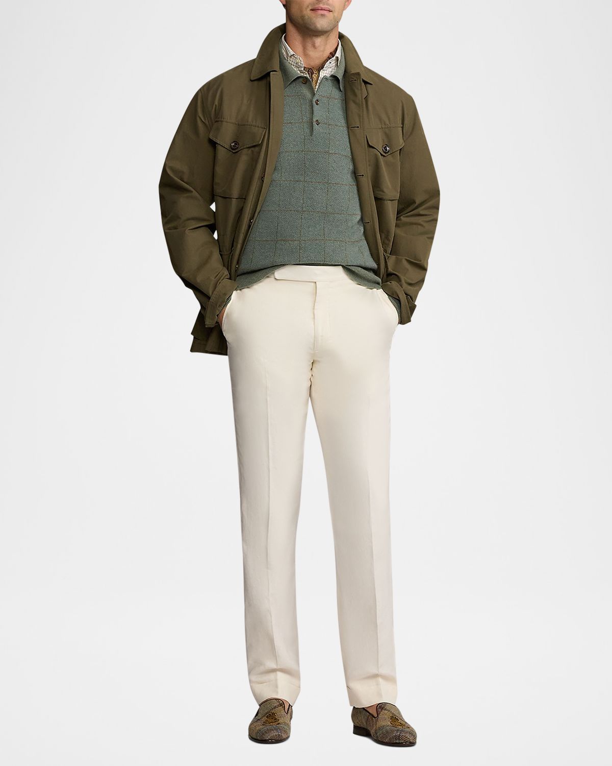 Ralph Lauren Purple Label Men 's Gregory Hand-Tailored Silk-Linen Trouser