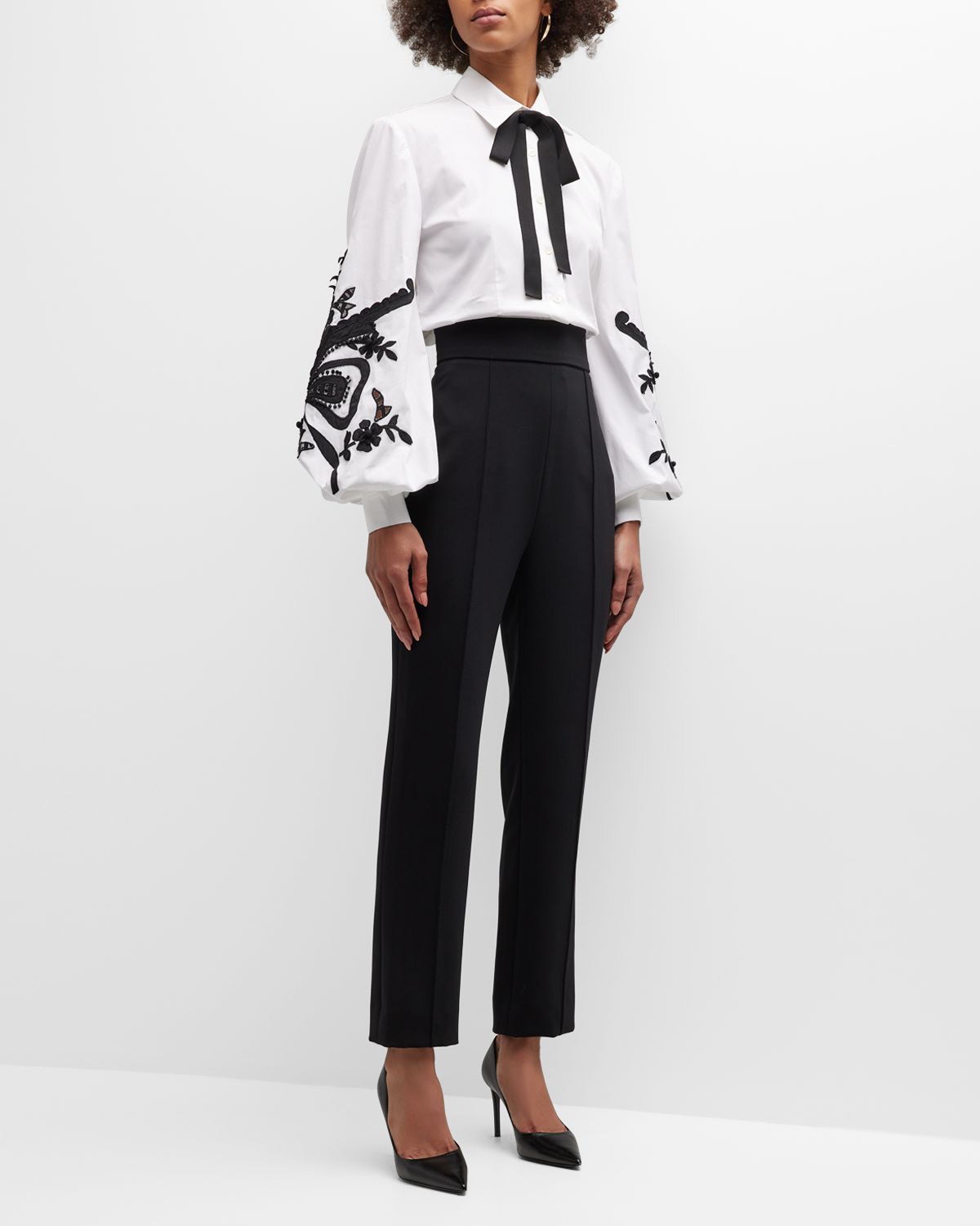 Carolina Herrera High-Rise Skinny-Leg Ankle Crepe Pants