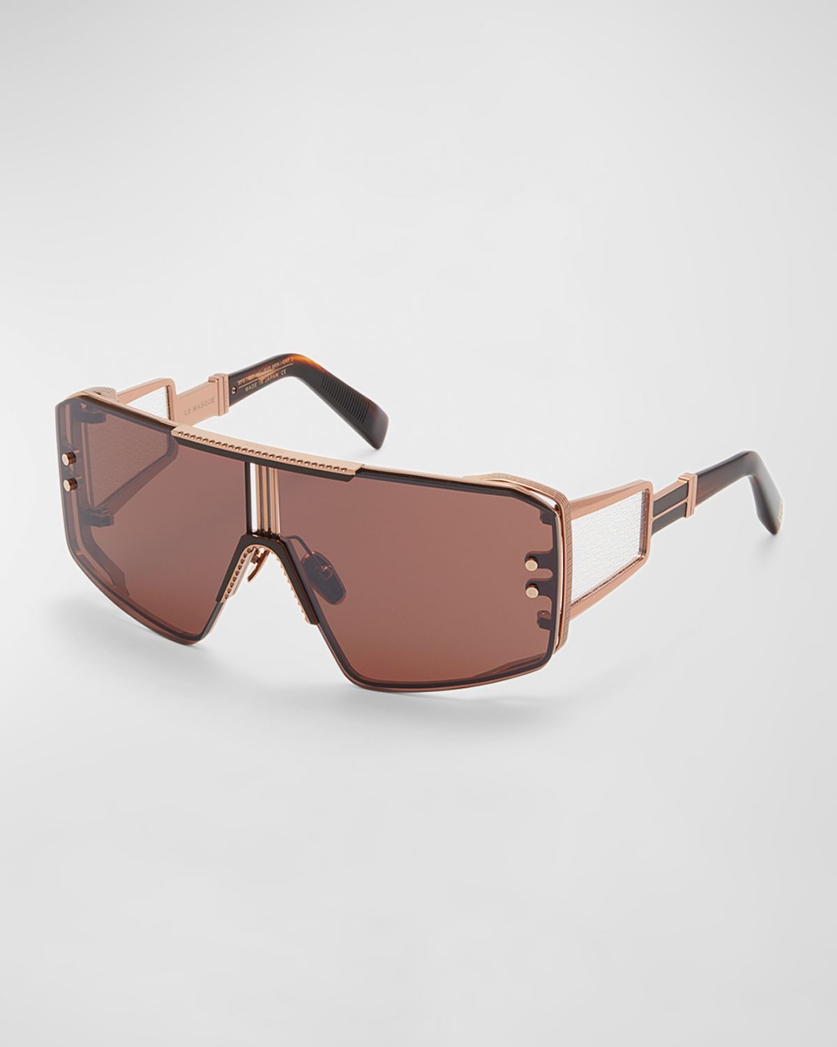 Balmain Le Masque Brown Titanium & Acetate Shield Sunglasses