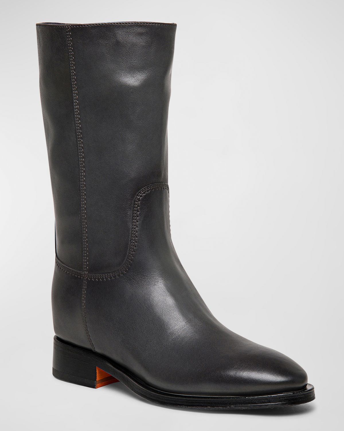 Santoni Fleeces Leather Mid Boots