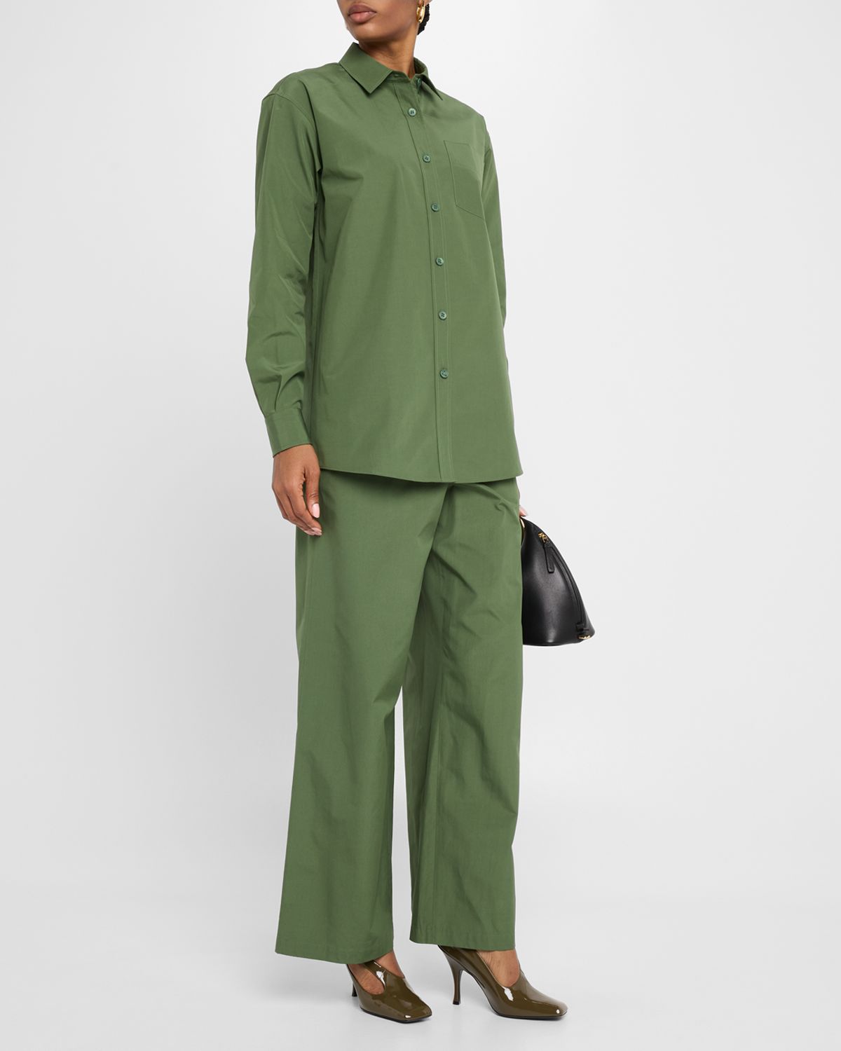 Lafayette 148 New York Oversized Button-Down Cotton Boyfriend Shirt