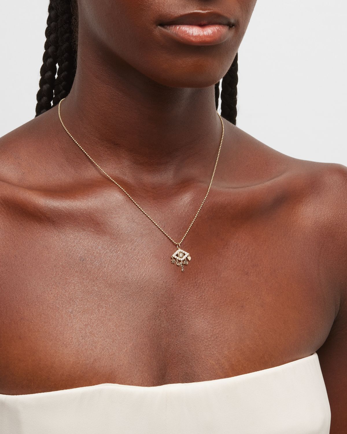 Sydney Evan Diamond Pave Evil Eye Charm Necklace