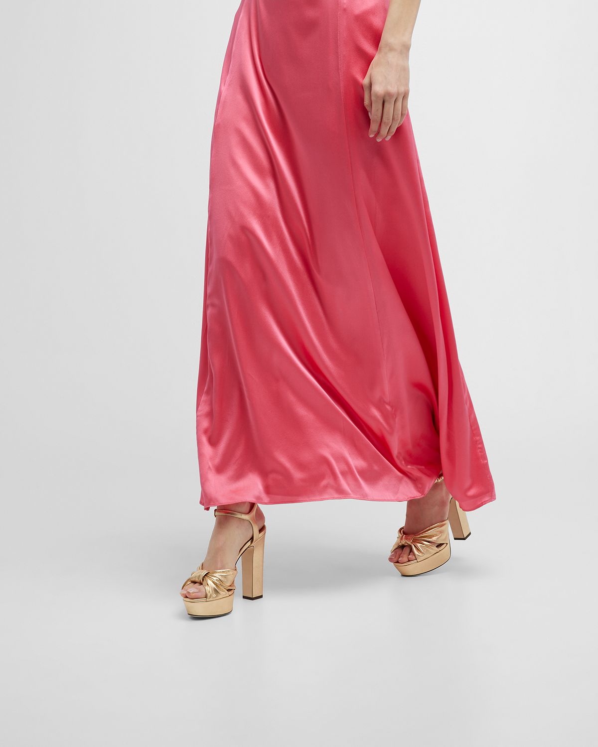 Jimmy Choo Heloise Metallic Ankle-Strap Platform Sandals