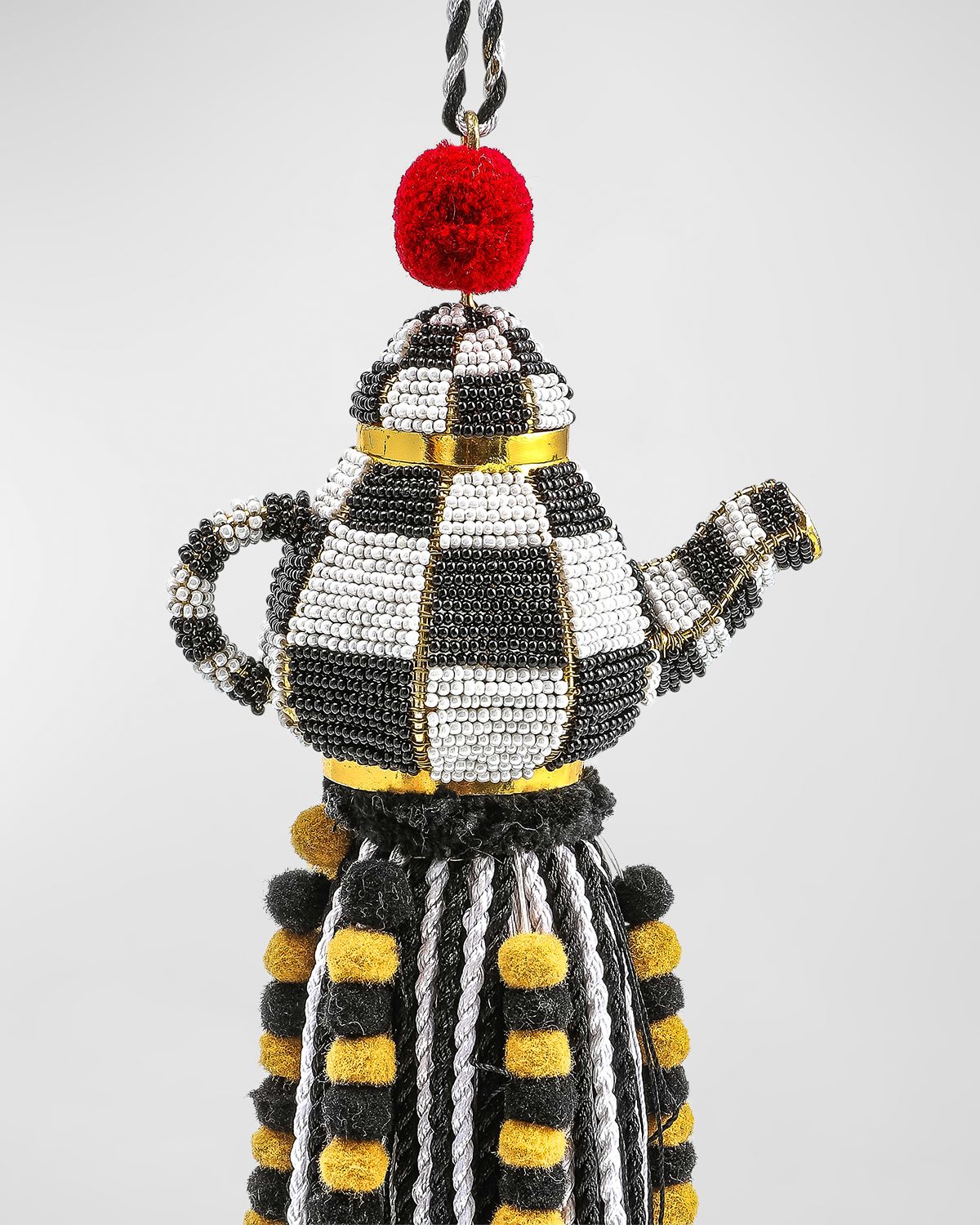 MacKenzie-Childs Courtly Check Tea Kettle Beaded Tassel