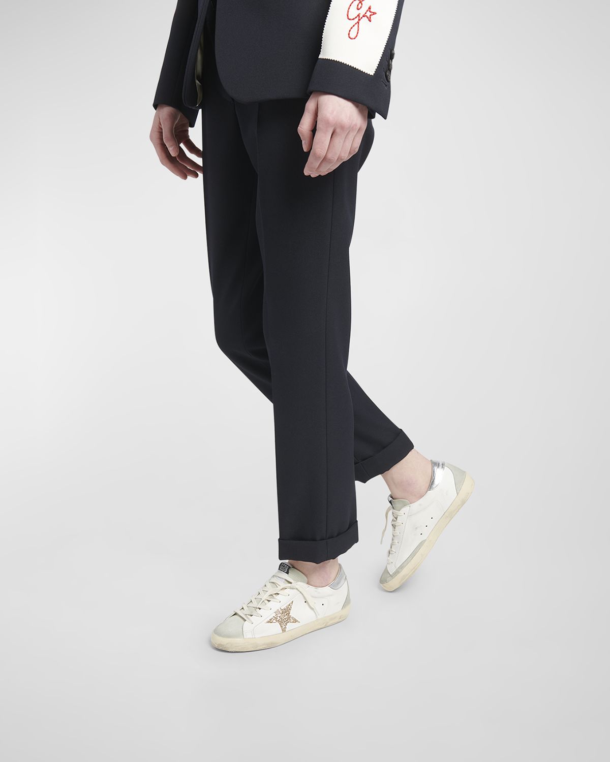 Golden Goose Super-Star Leather Glitter Low-Top Sneakers