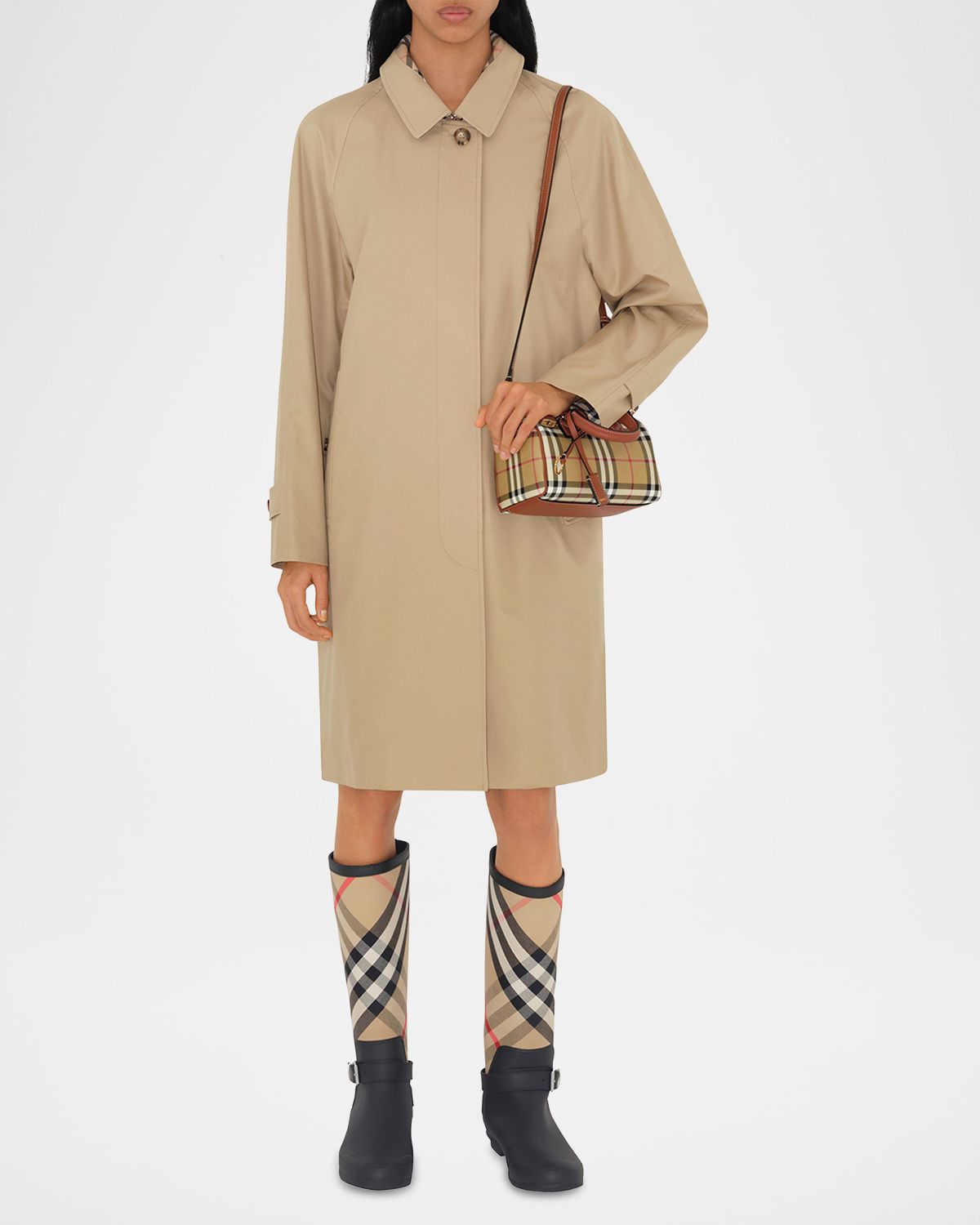 Burberry Check Small Bowling Top-Handle Bag