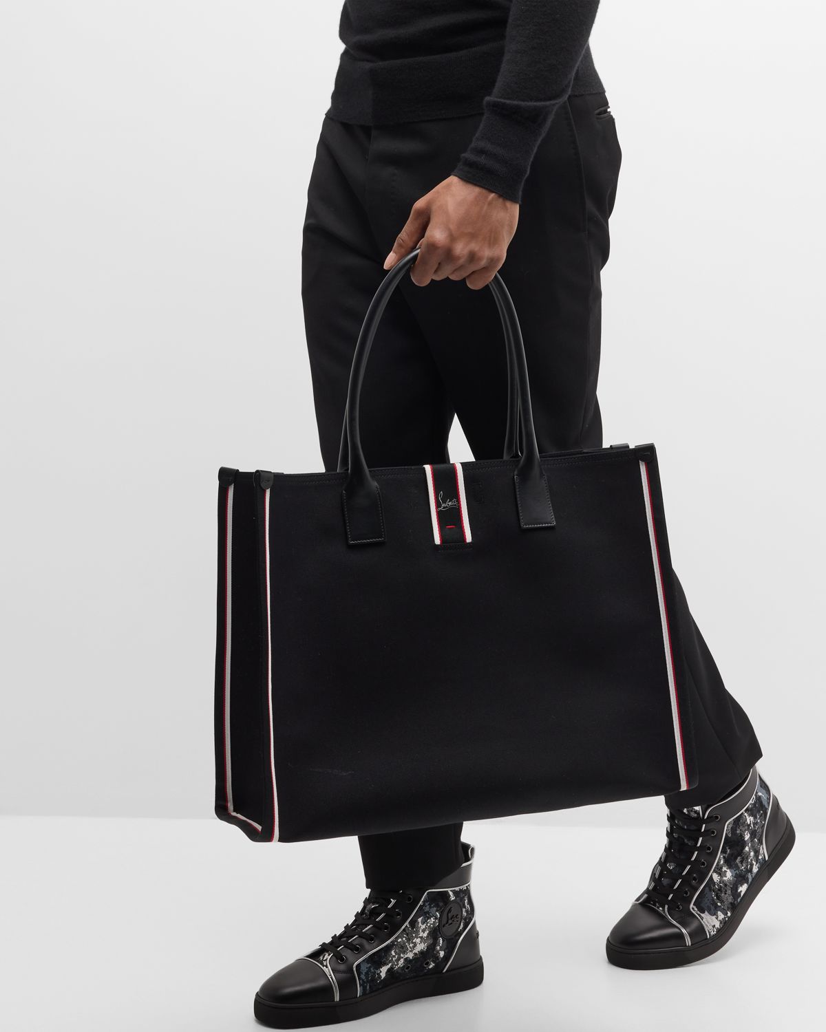 Christian Louboutin Men 's Nastroloubi FAV XL Canvas Tote Bag