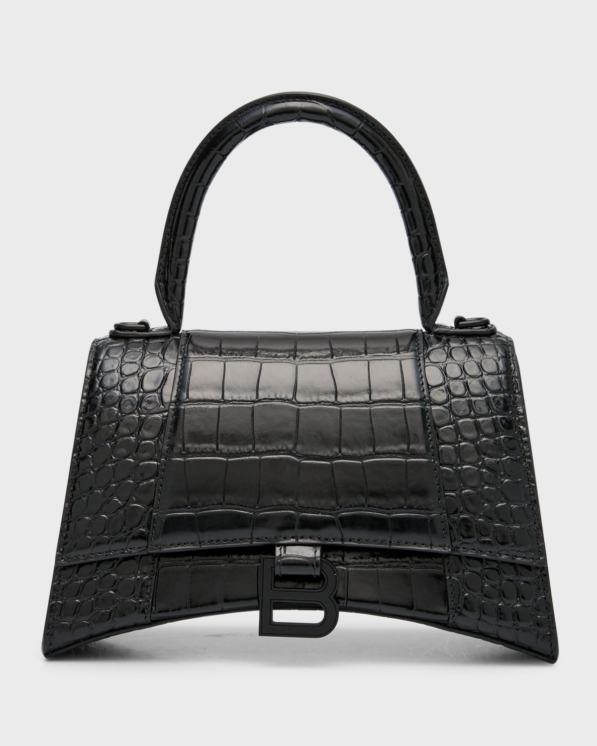 Balenciaga Hourglass Small Croc-Embossed Bag