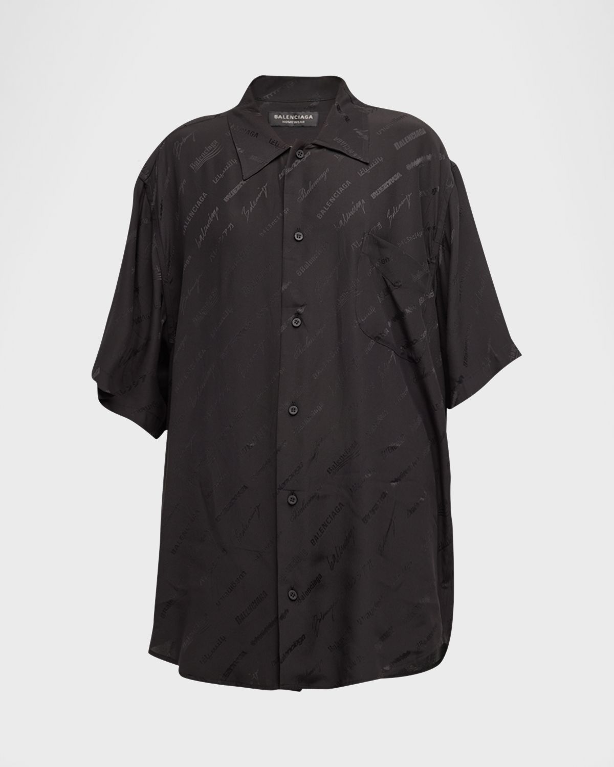 Balenciaga Button-Front Minimal Shirt with Lettering Details