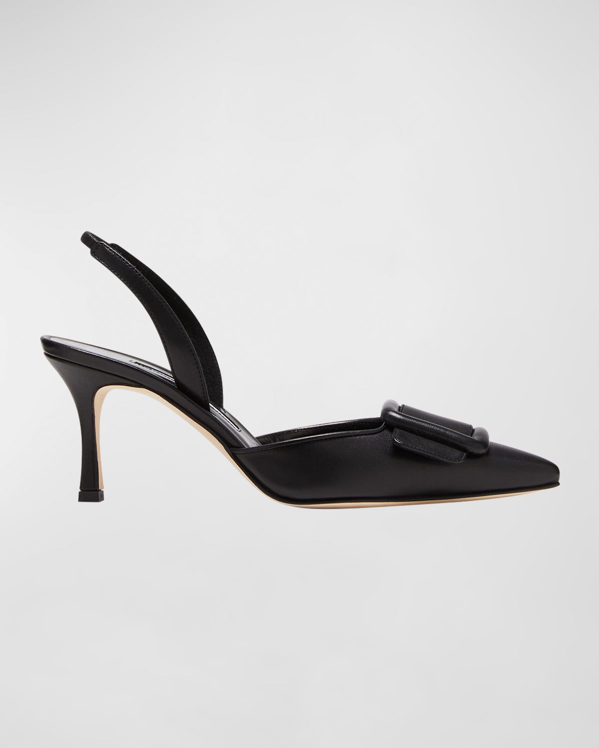 Manolo Blahnik Maysli Leather Buckle Halter Pumps | Thumbnail 4